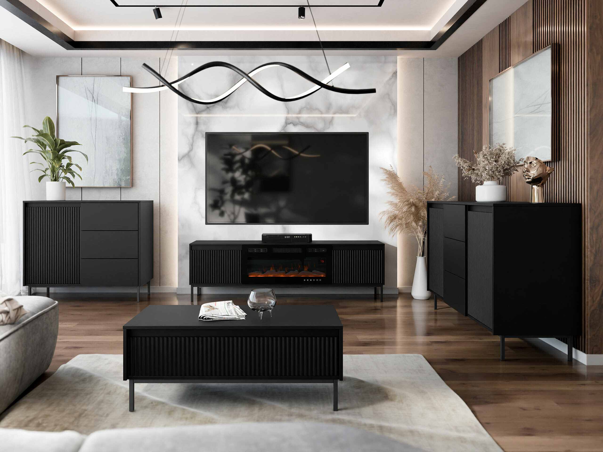 Living room set Comfivo Delruva III (Black)