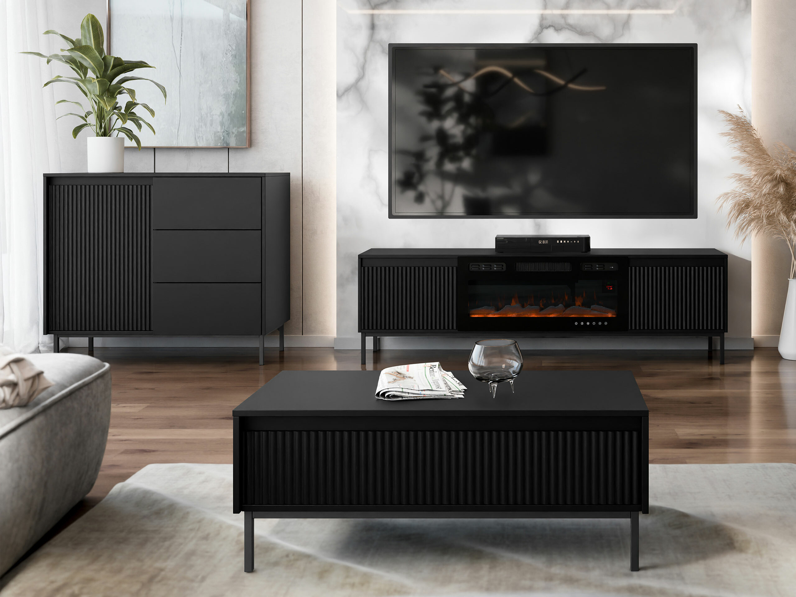 Living room set Comfivo Delruva IV (Black)