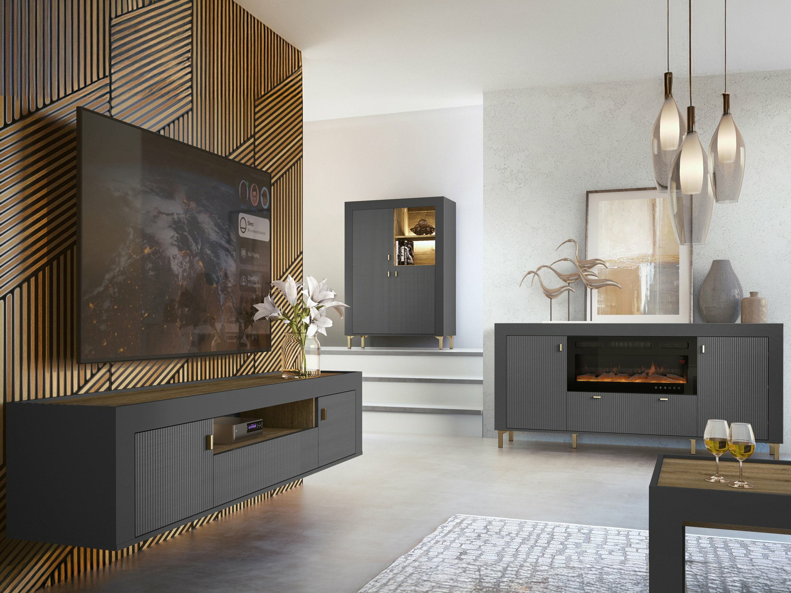 Living room set Mormavu 115 (Matte black)