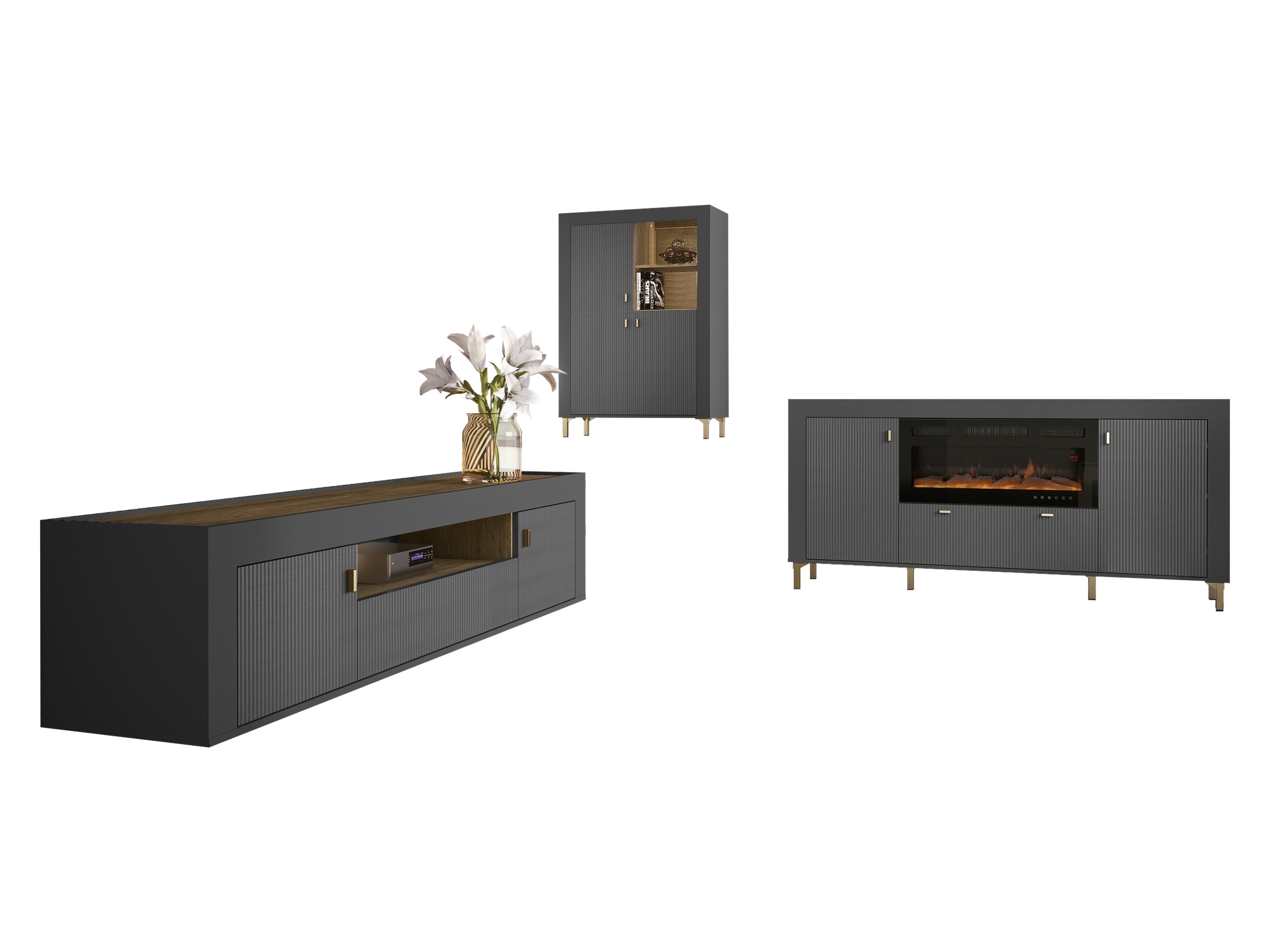 Living room set Mormavu 115 (Matte black)
