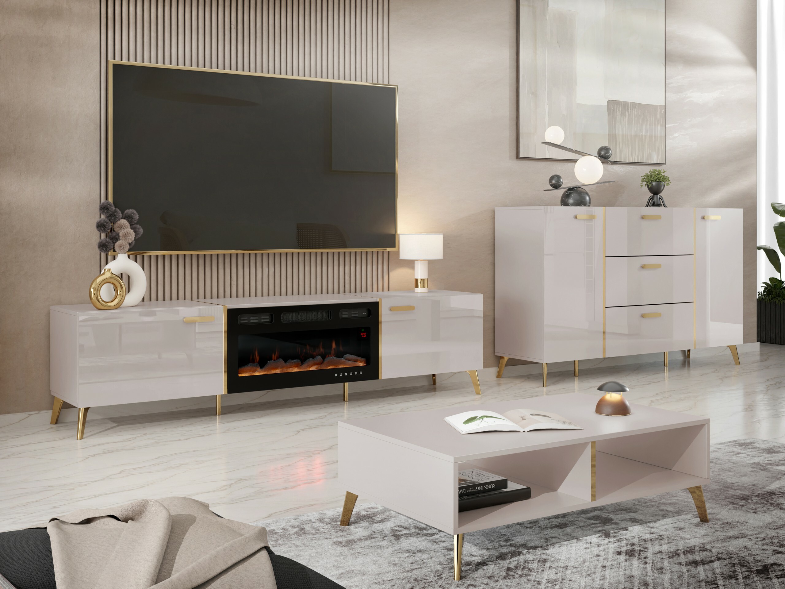 TV stand Comfivo Capella III (Cashmere + Glossy cashmere)