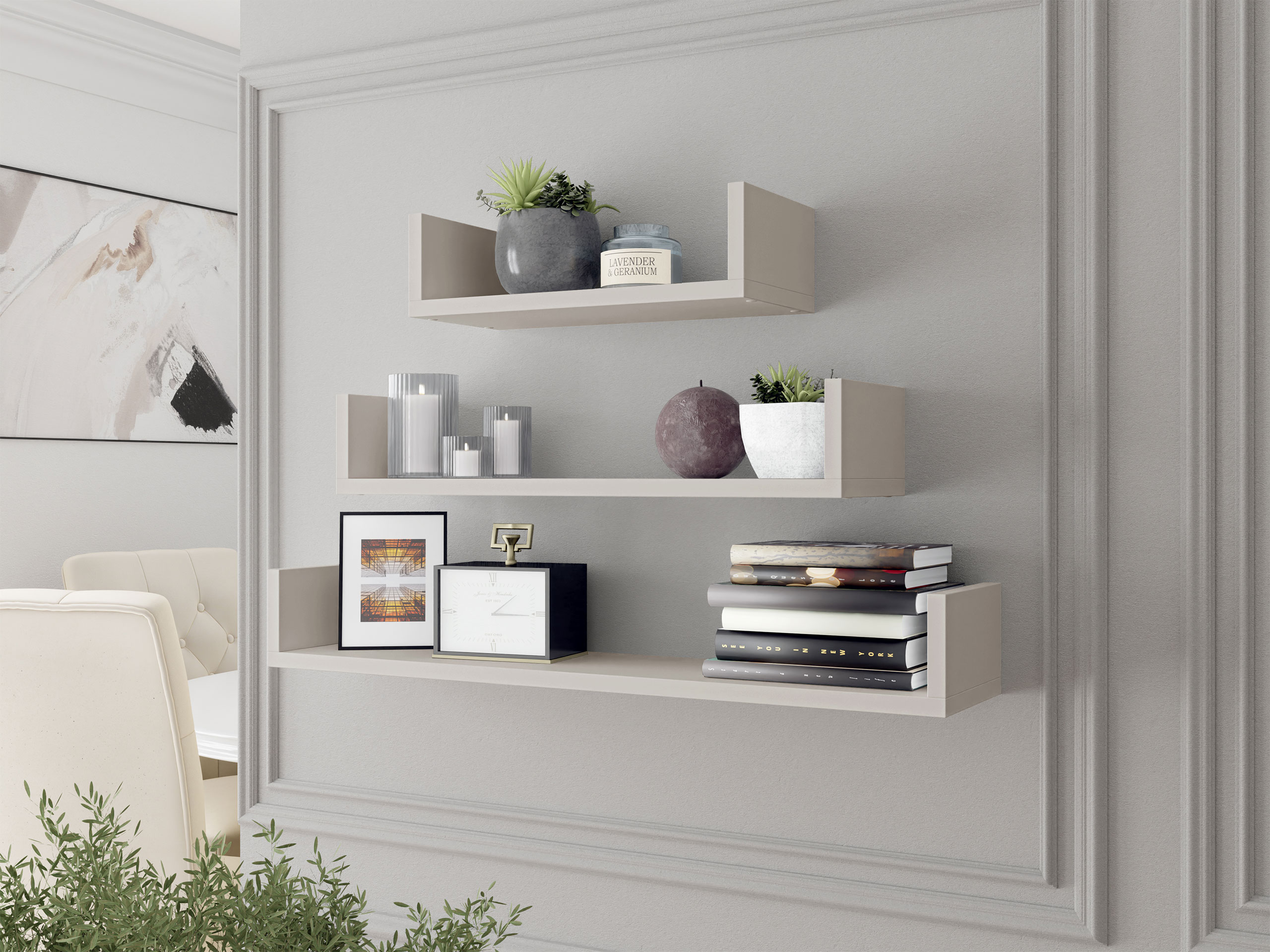 Wall-mounted set of shelves Lexicon (Cashmere)
