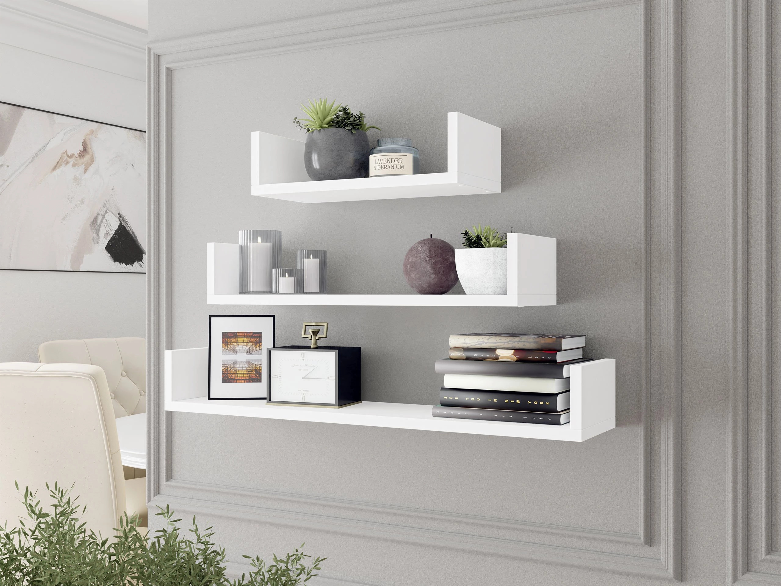 Wall-mounted set of shelves Lexicon (White)