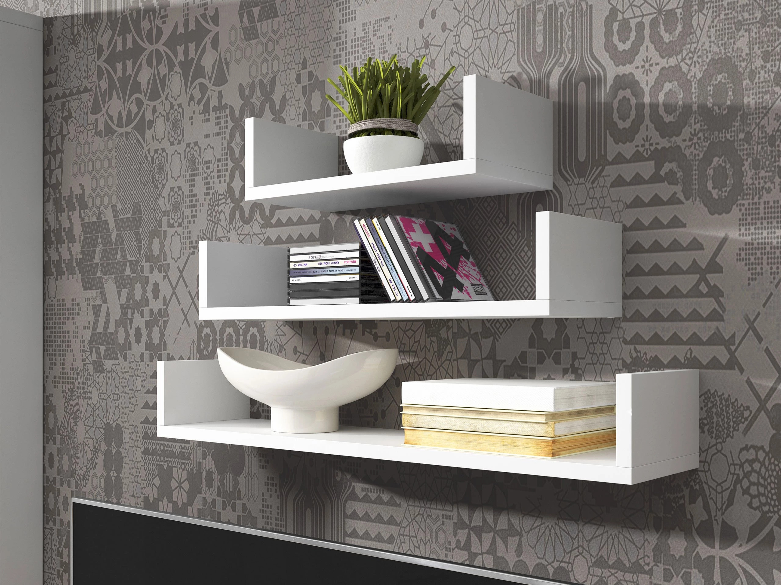 Wall-mounted set of shelves Lexicon (White)