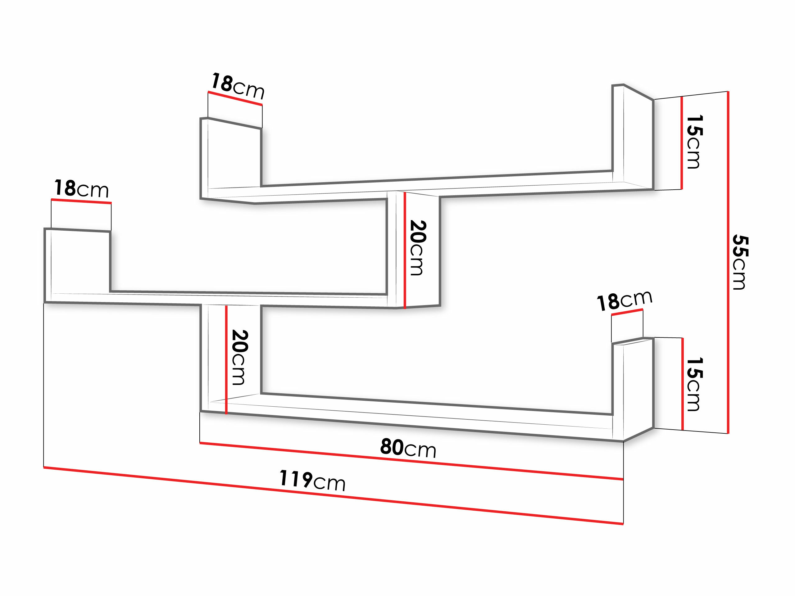 Wall shelf Lexicon I (Graphite)