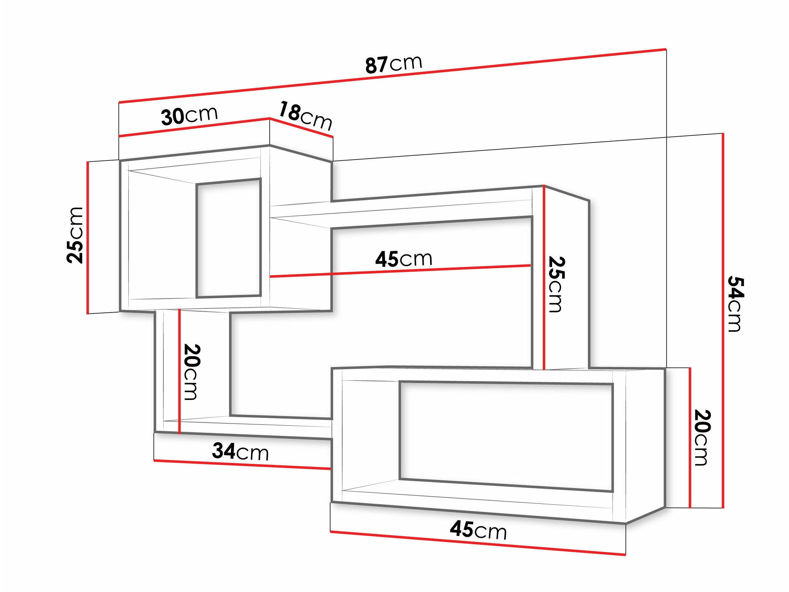 Wall shelf Lexicon II (Concrete + White)