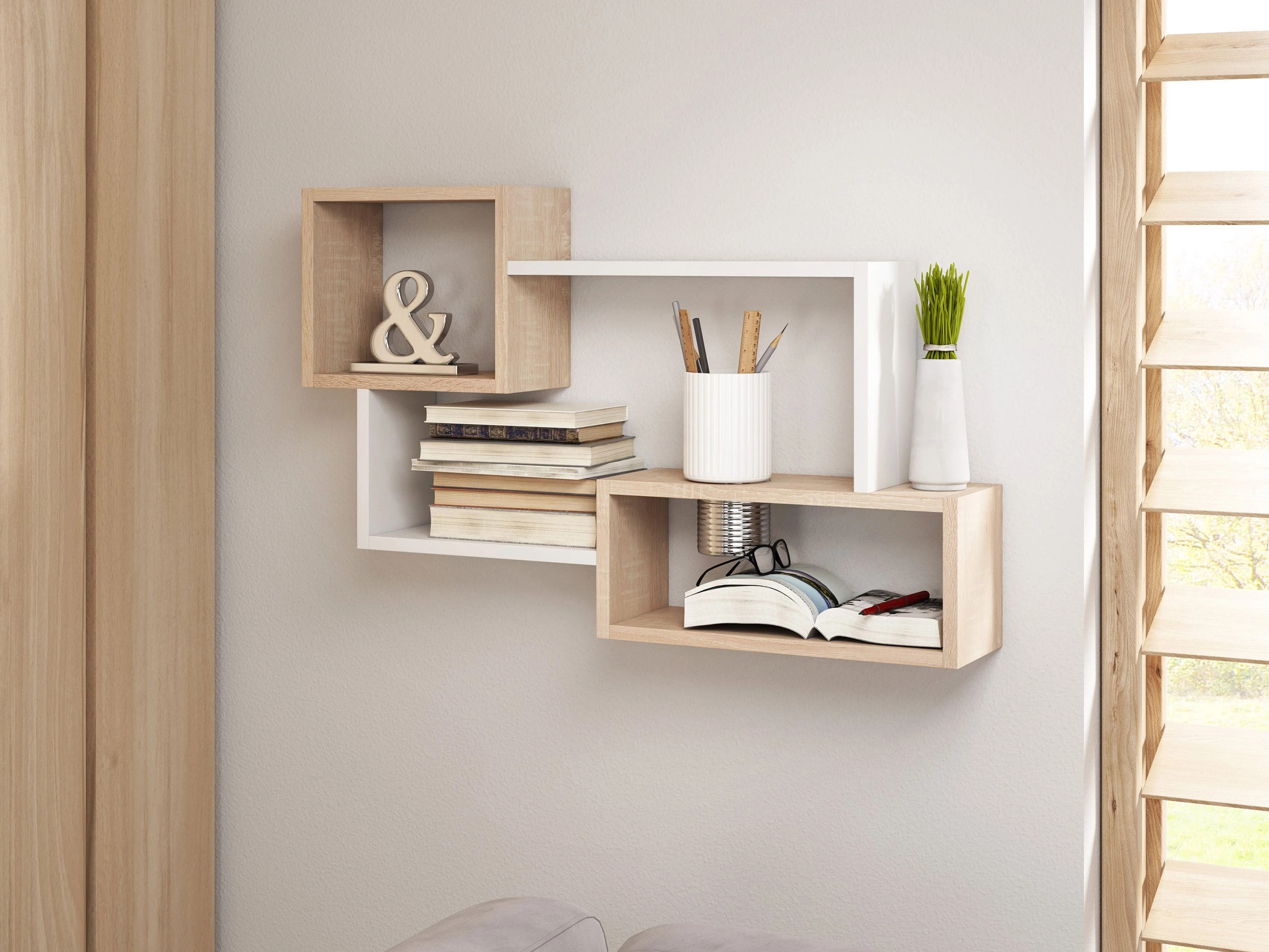 Wall shelf Lexicon II (Sonoma oak + White)