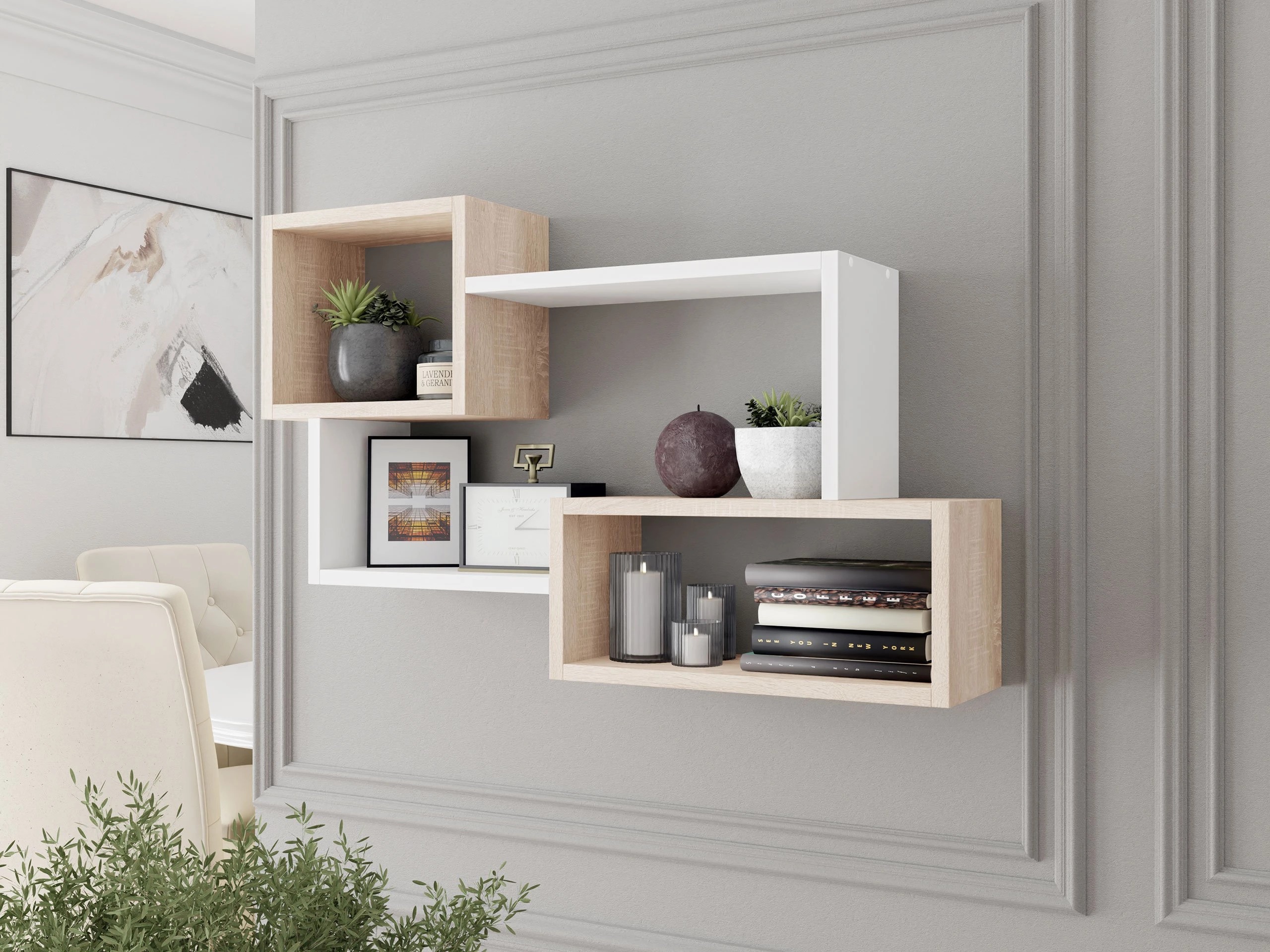 Wall shelf Lexicon II (Sonoma oak + White)