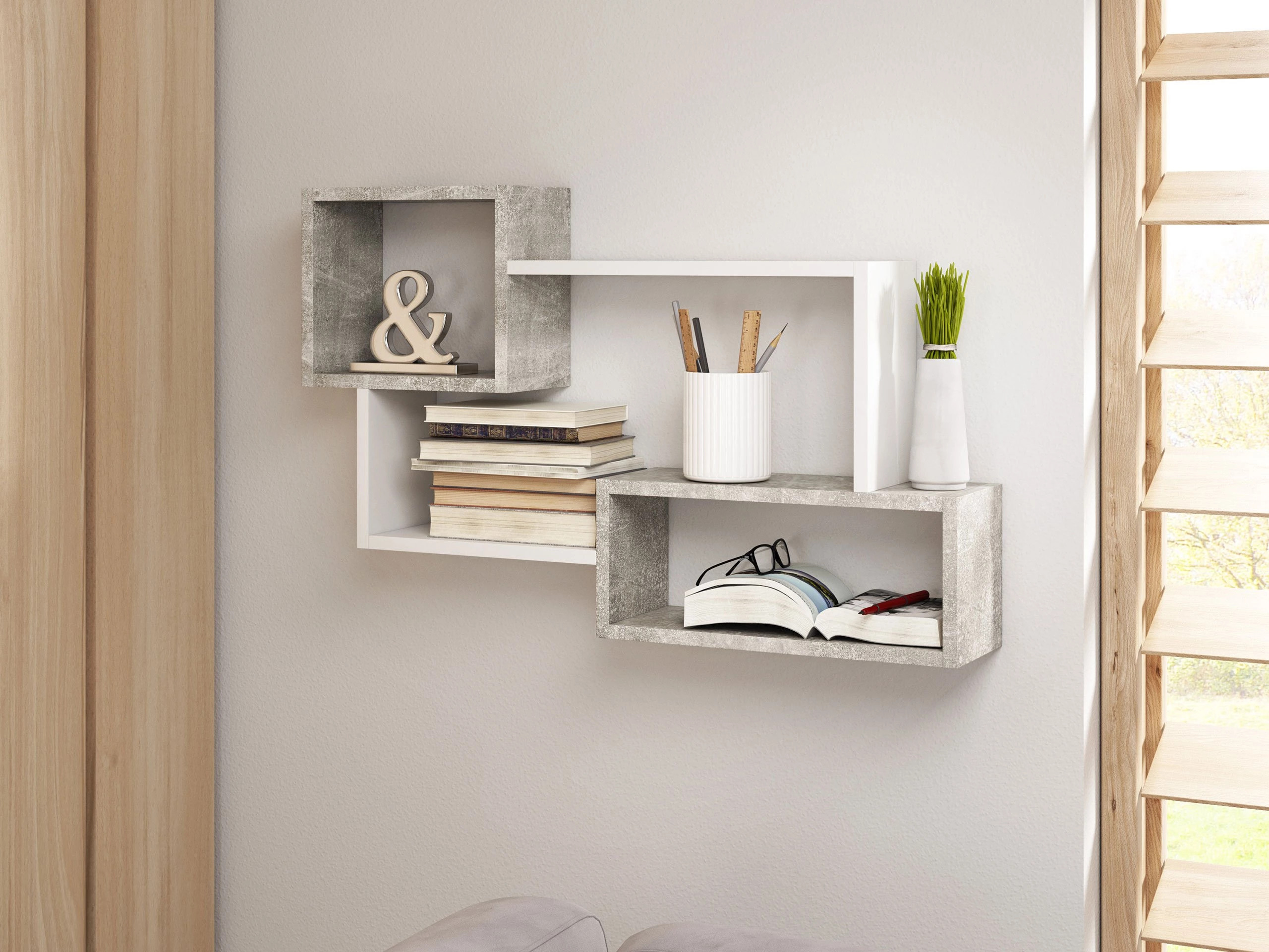 Wall shelf Sarasota 106 (Concrete + White)