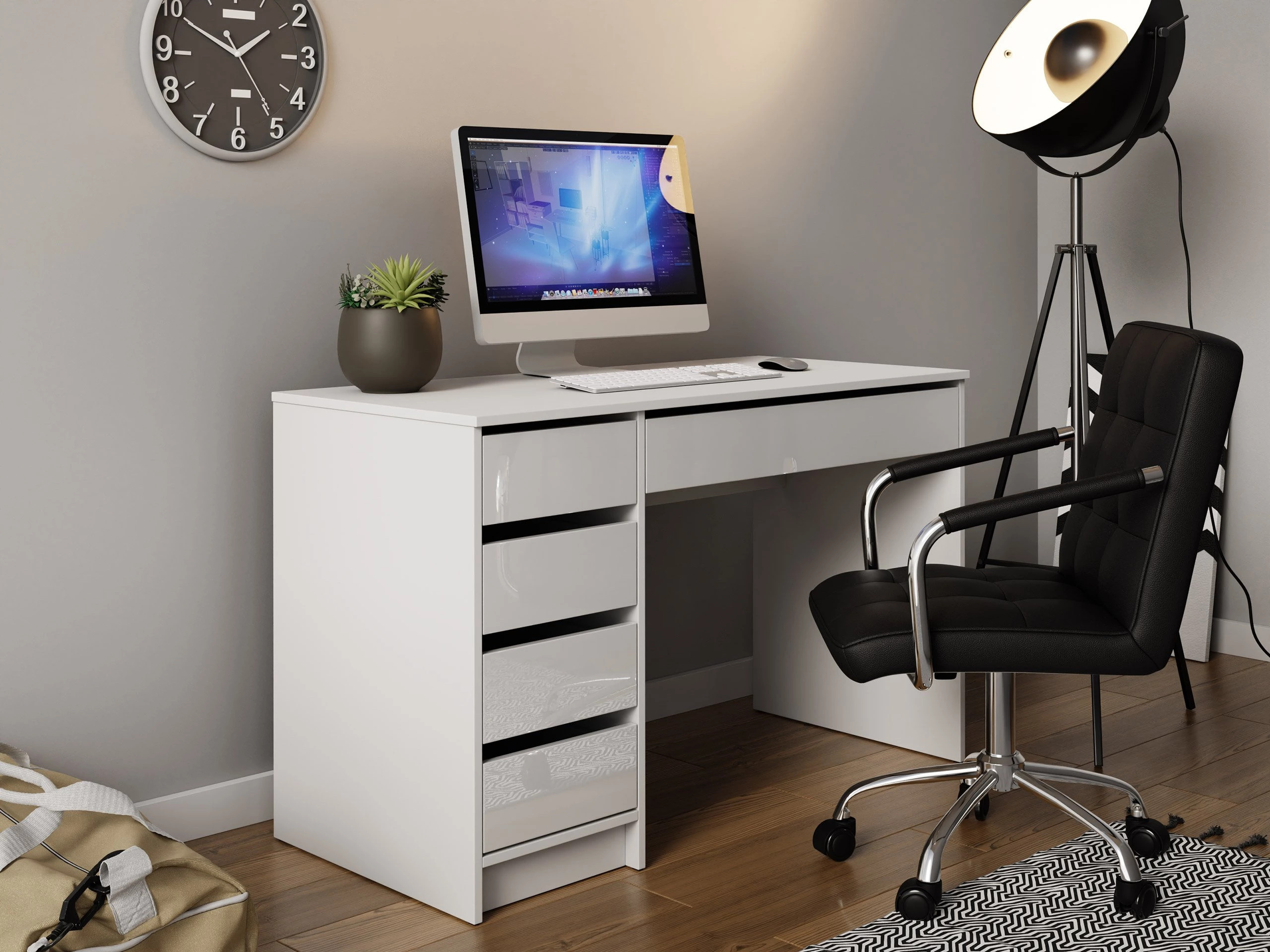 Desk Comfivo Terros I (White + Glossy white)