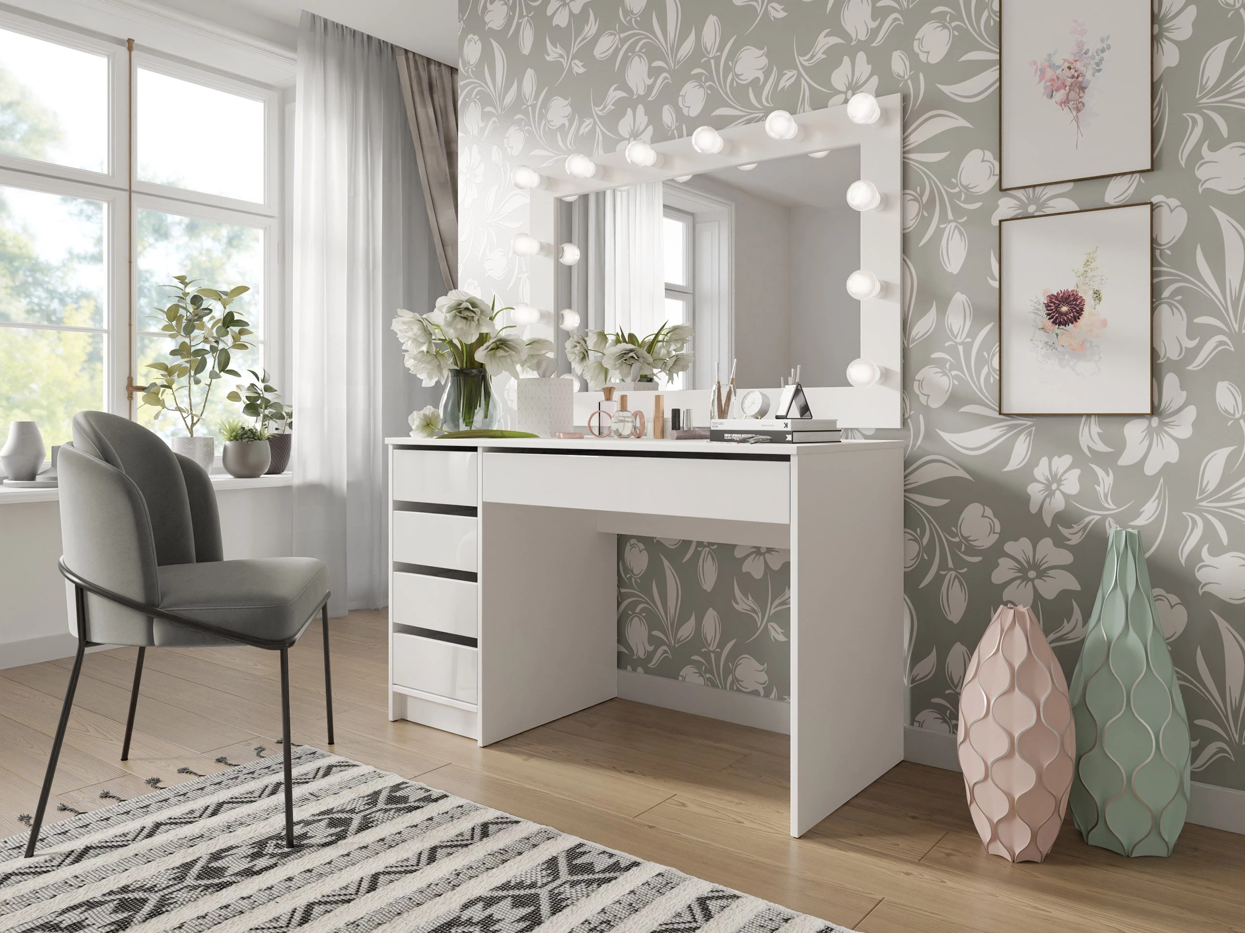 Desk Comfivo Terros I (White + Glossy white)