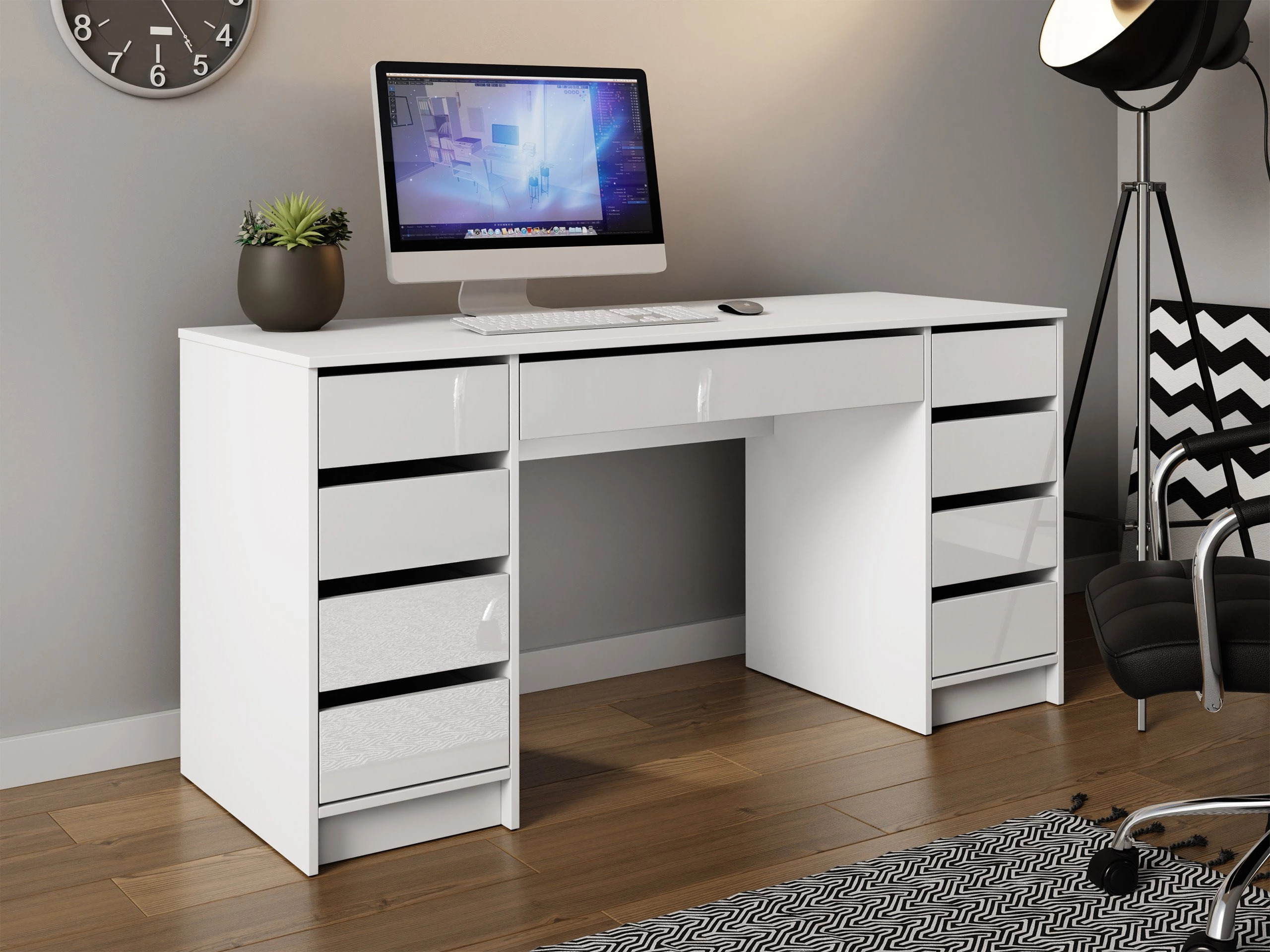 Desk Comfivo Terros II (Glossy white + White)