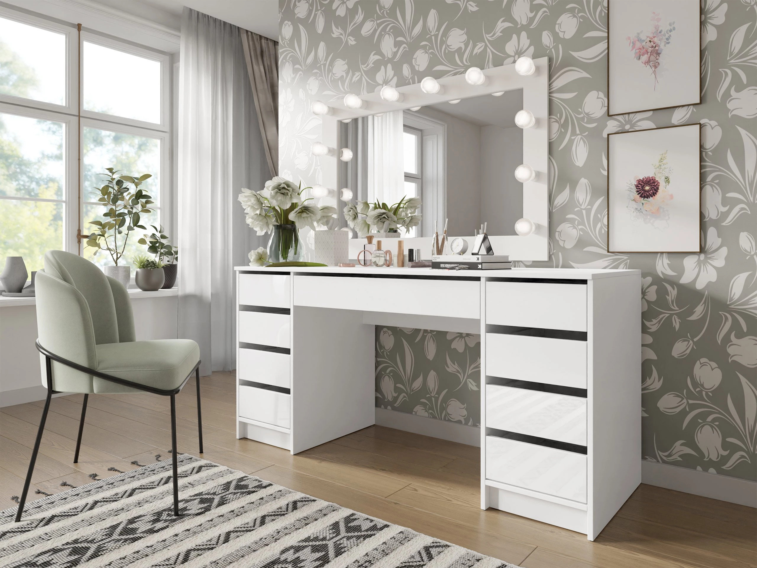 Desk Comfivo Terros II (Glossy white + White)