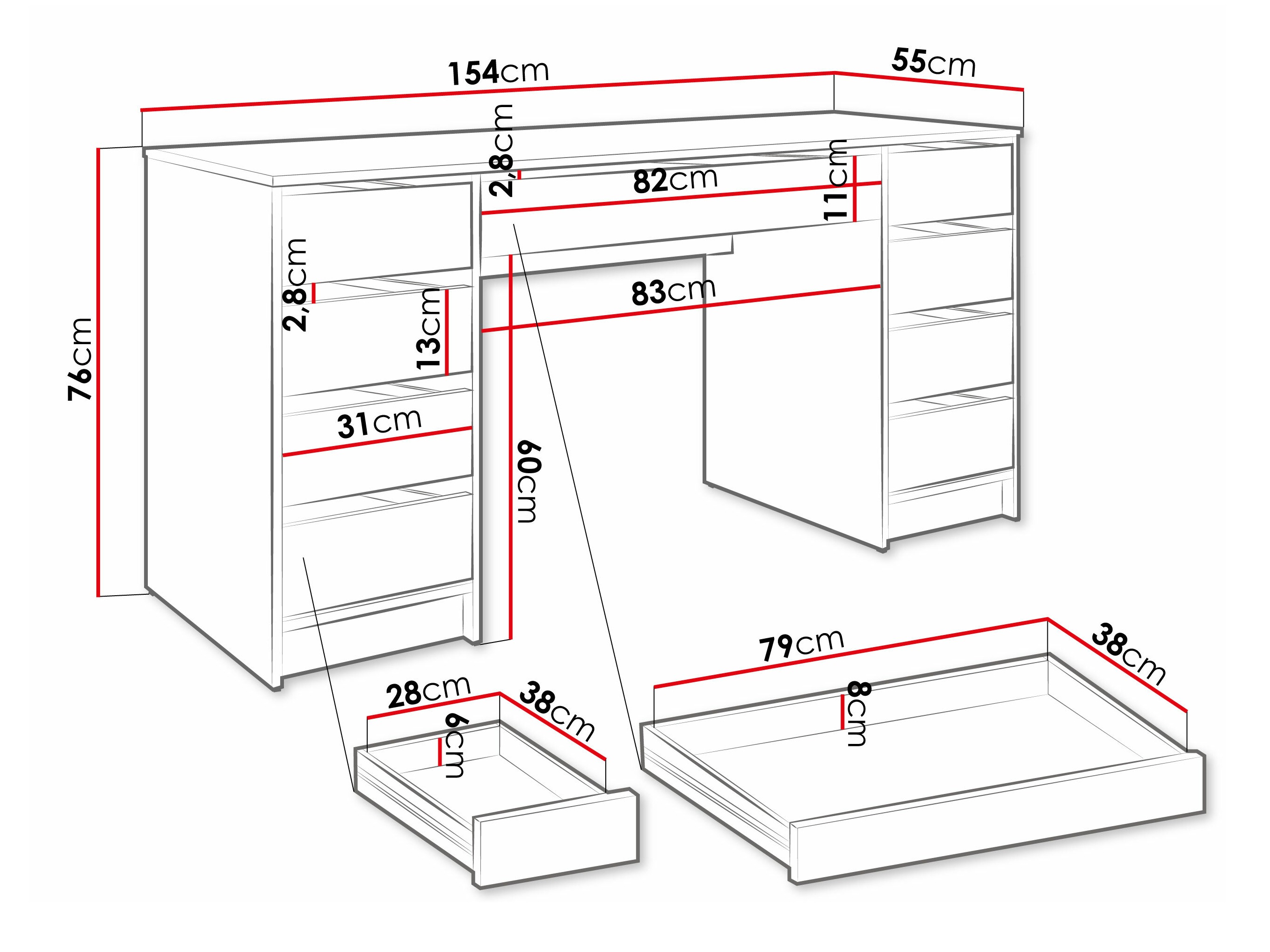 Desk Comfivo Terros II (Glossy white + White)