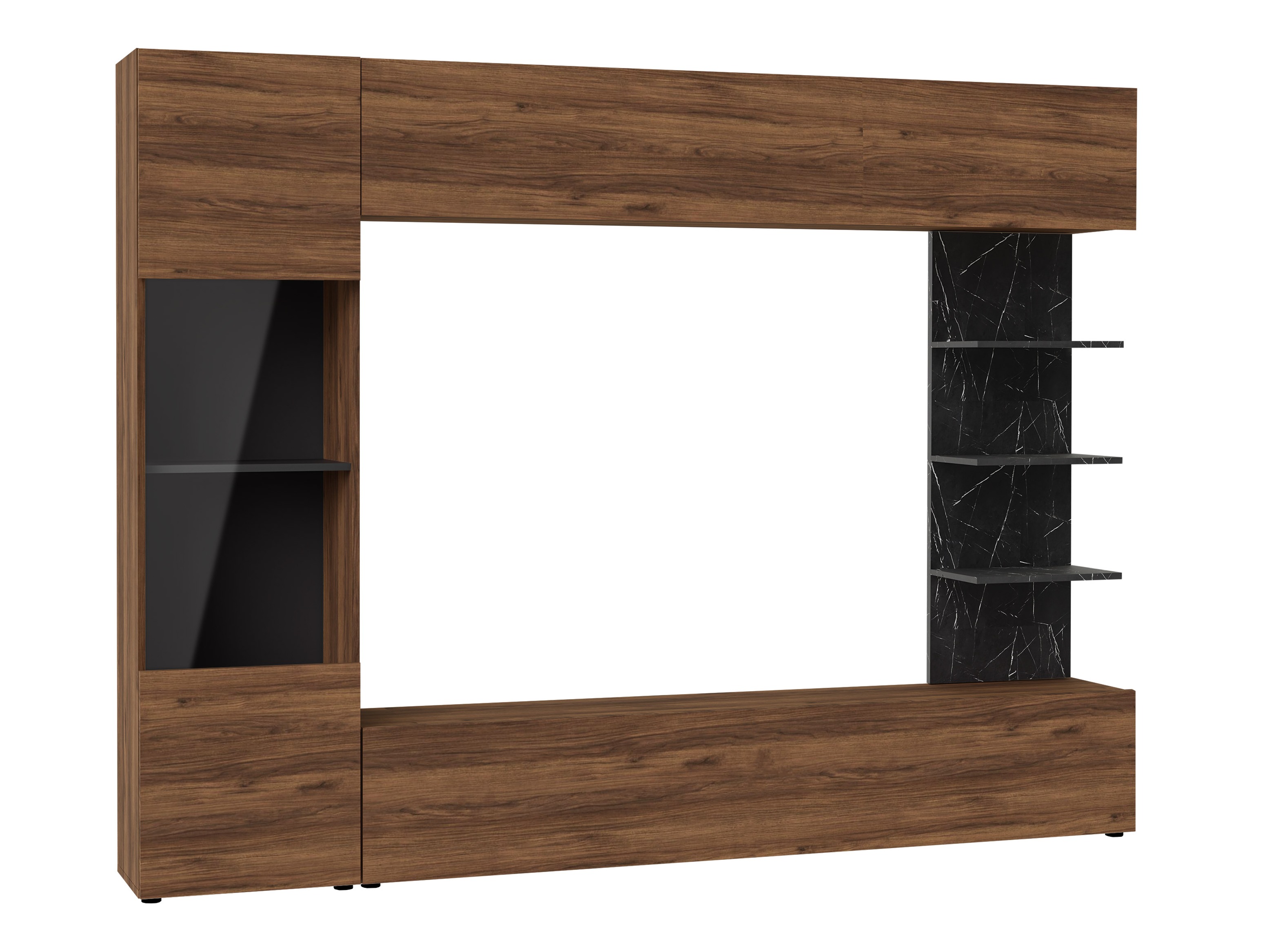 Living room set Comfivo 210 (Walnut + Black marble)