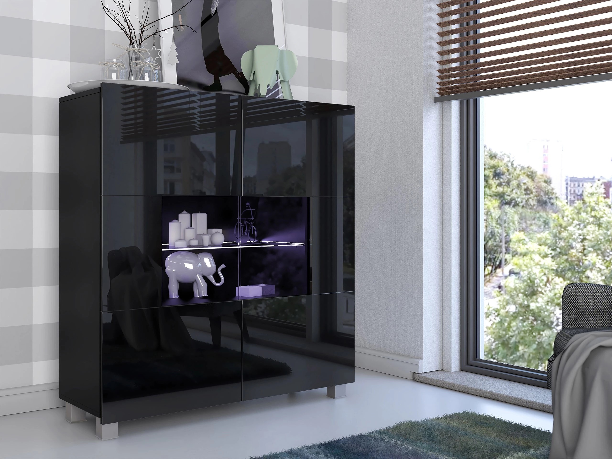 Sideboard Remus (Black + Glossy black)