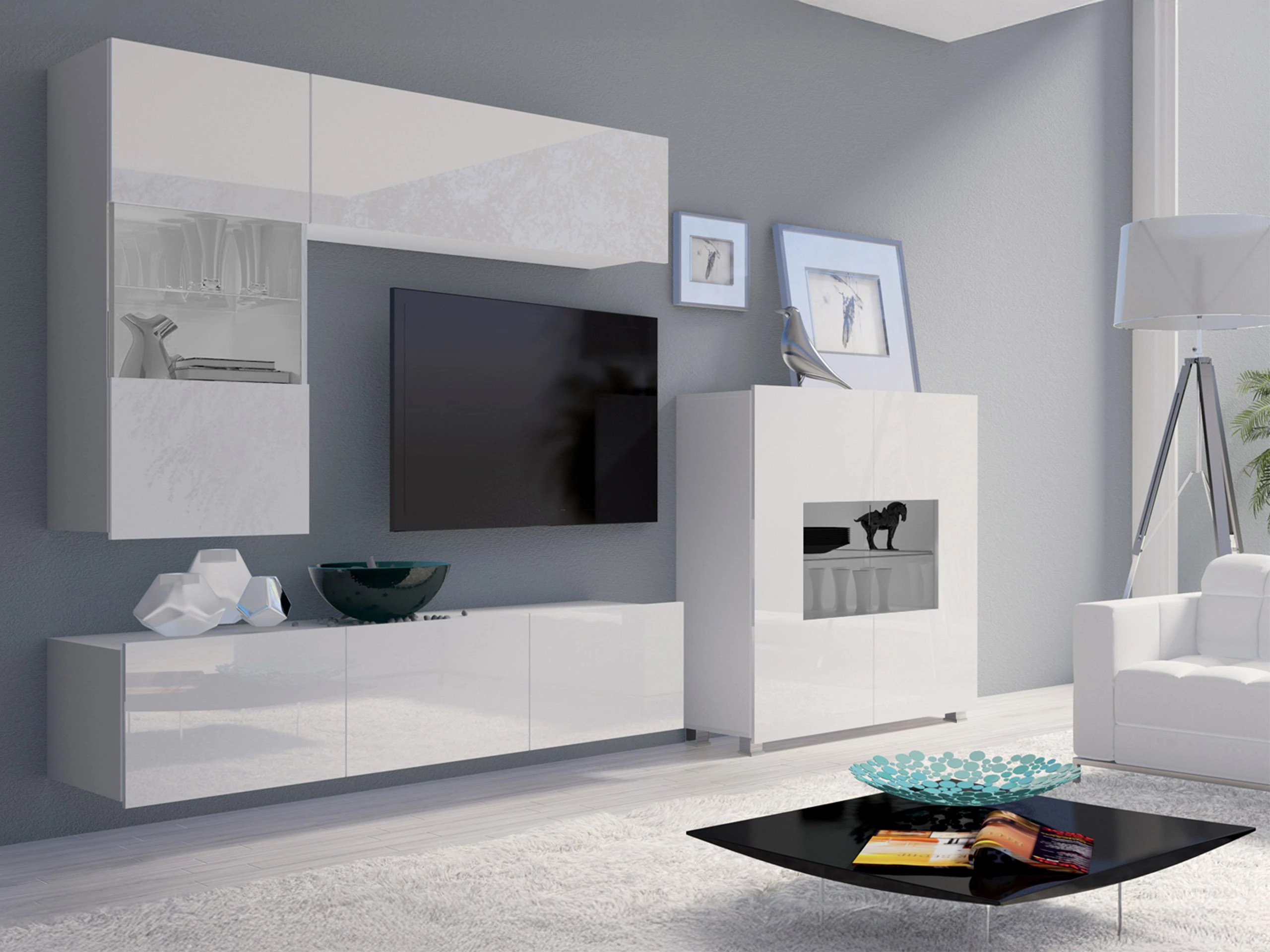Sideboard Remus (White + Glossy white)