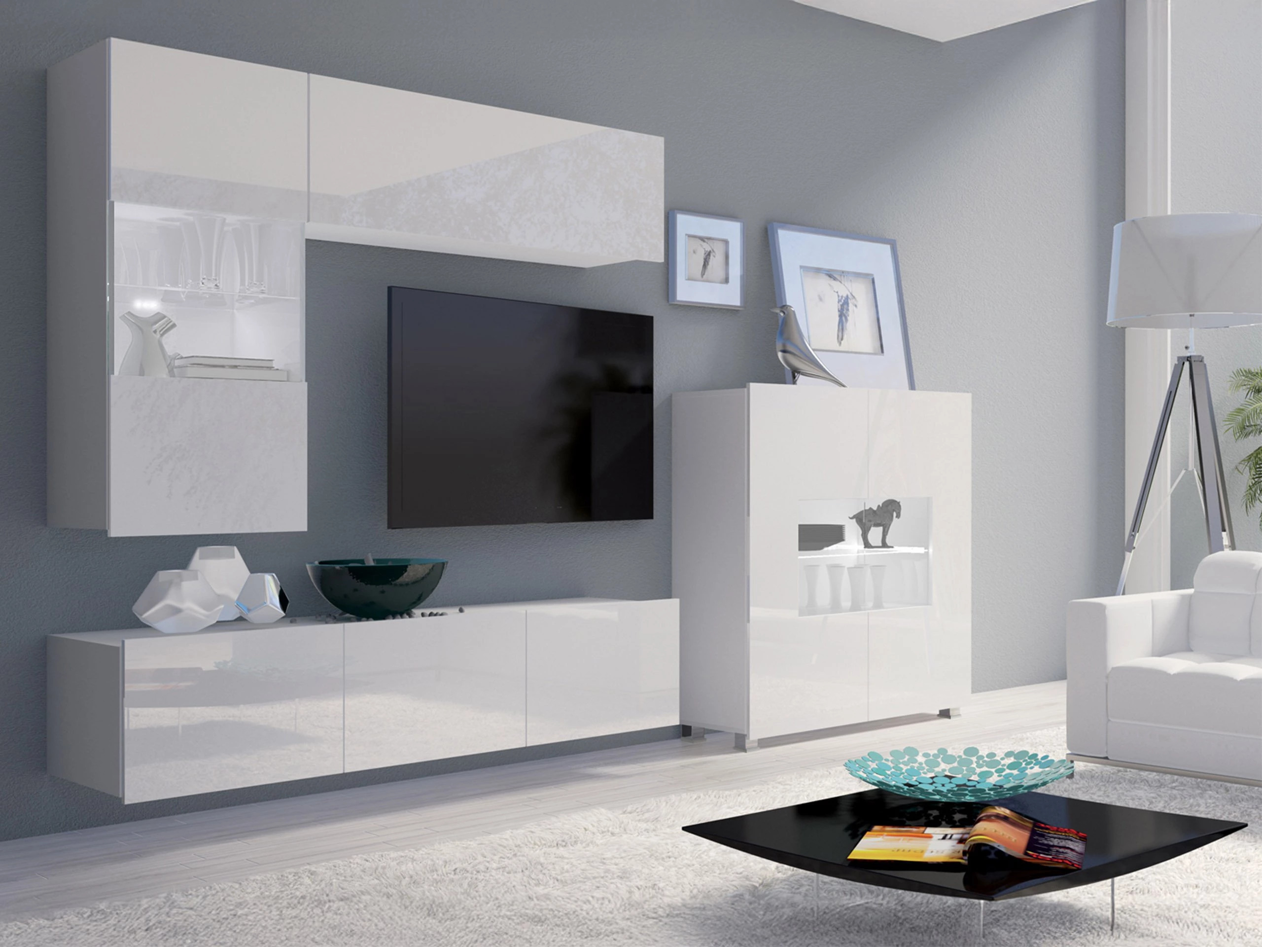 Sideboard Remus (White + Glossy white)