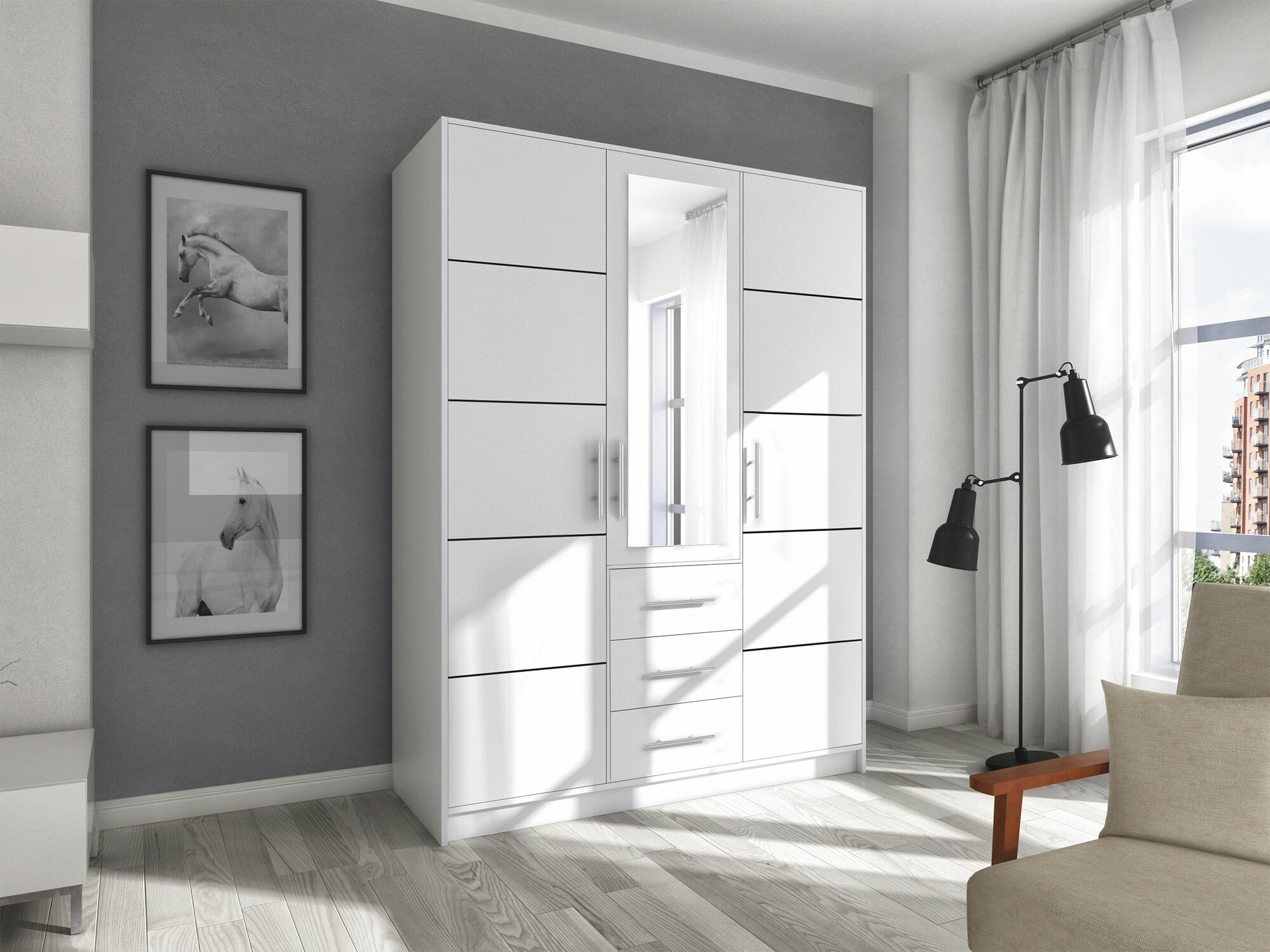 Wardrobe Dortivu II (White)