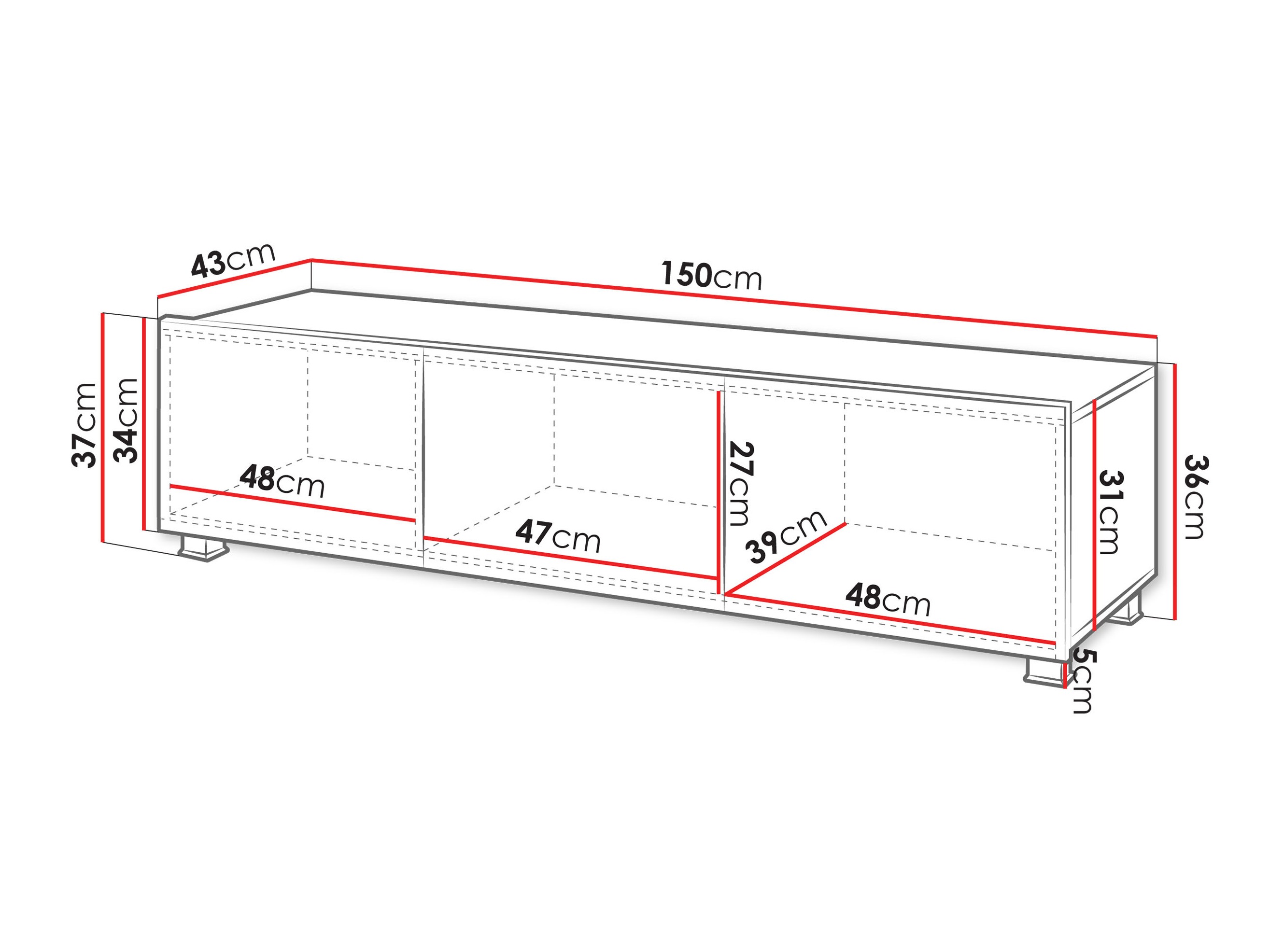TV stand Remus (White + Glossy white)