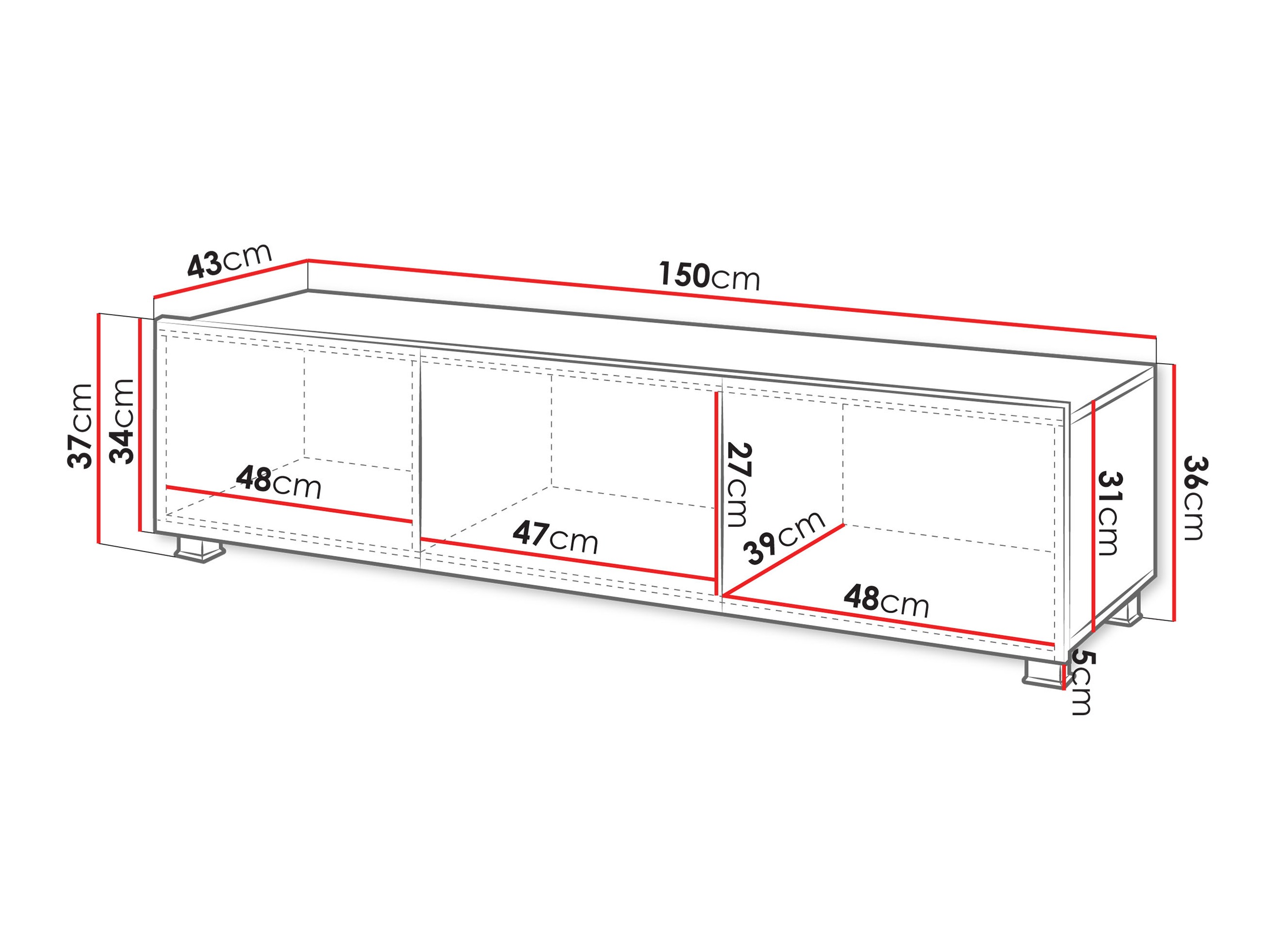 TV stand Tivdalu 103 (Black + Glossy black)