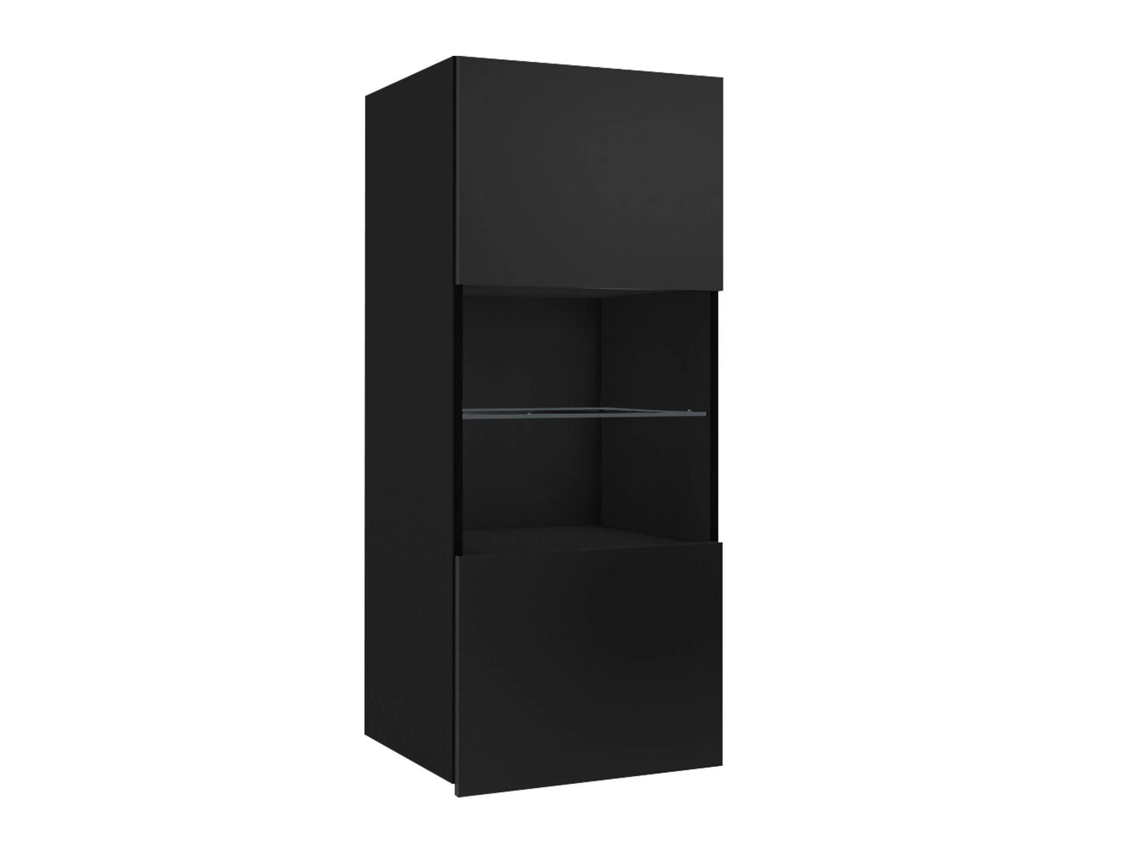 Wall cabinet Remus I (Black + Glossy black)