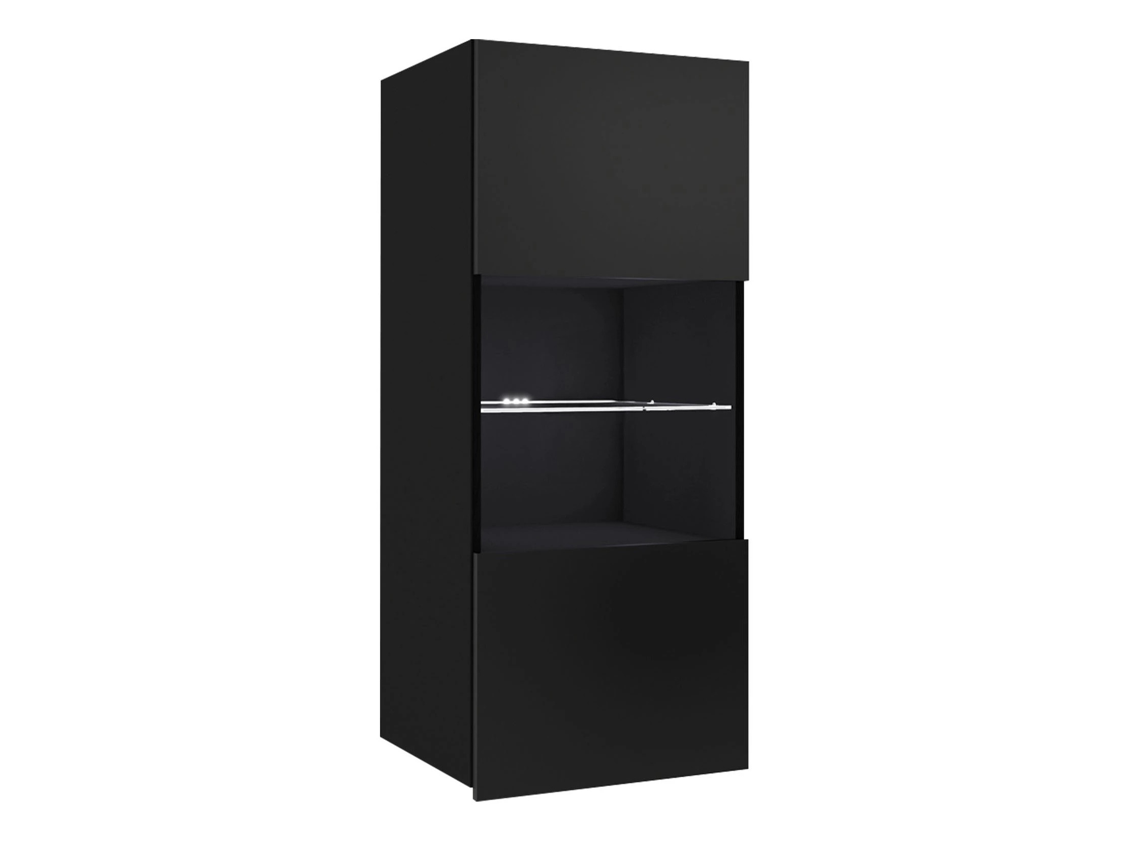 Wall cabinet Remus I (Black + Glossy black)