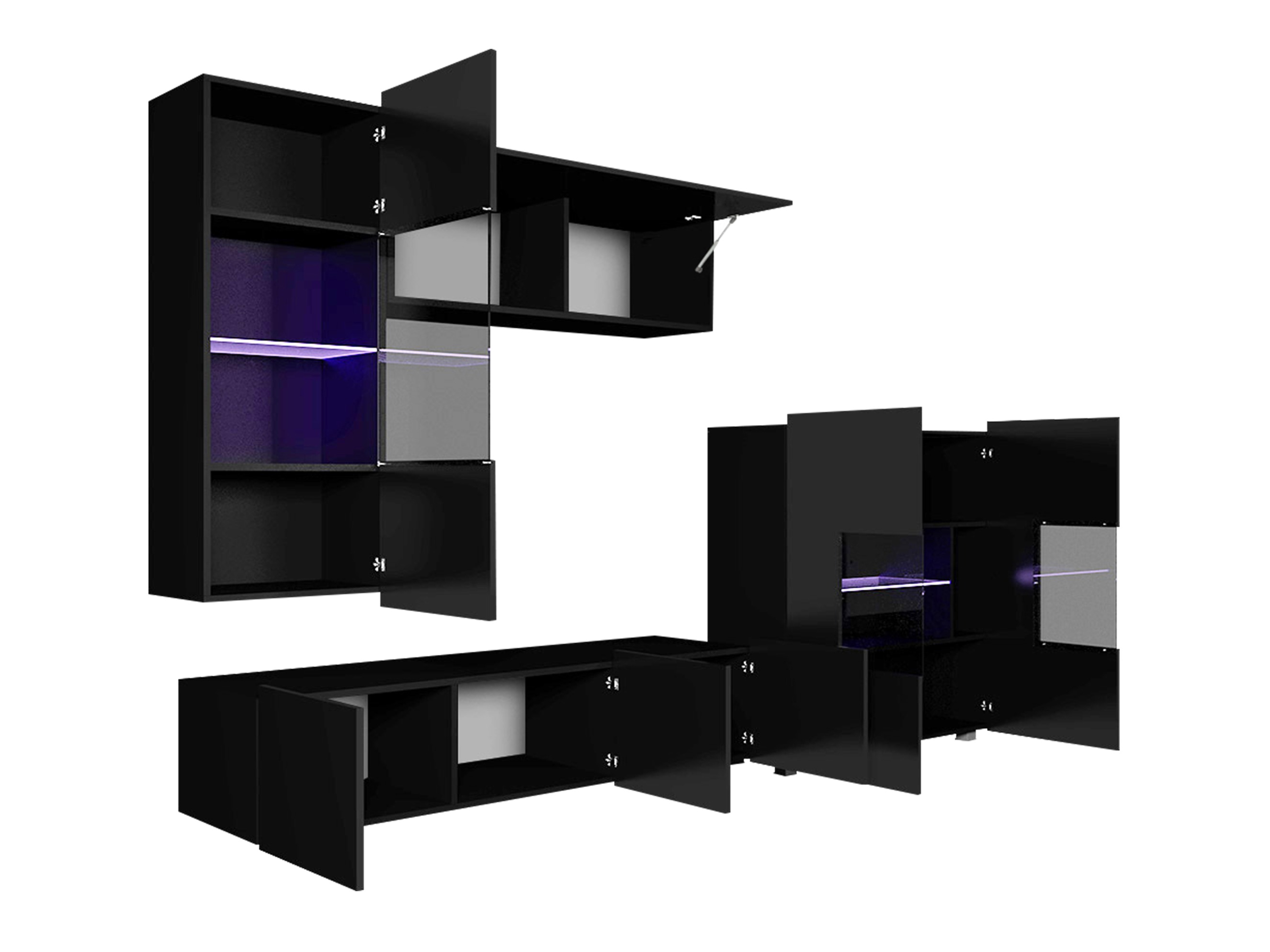 Living room set Remus III (Black + Glossy black)