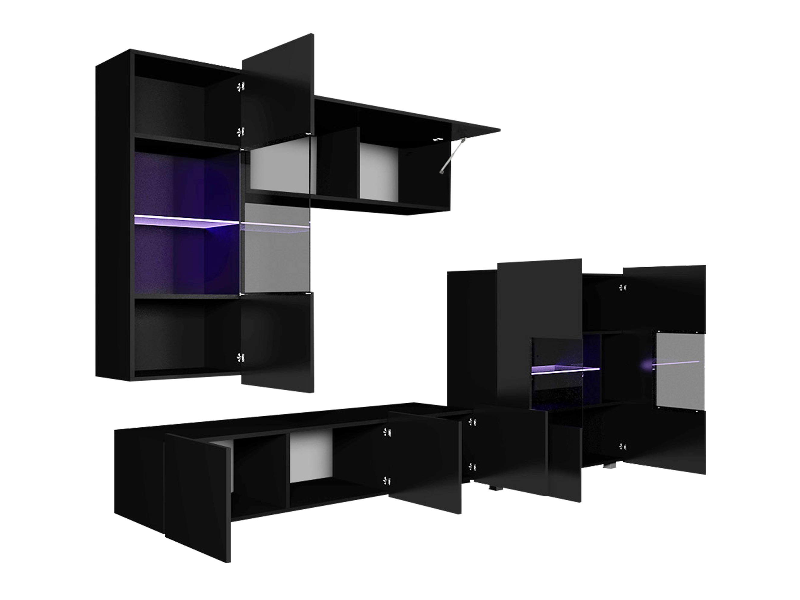 Living room set Remus III (Black + Glossy black)