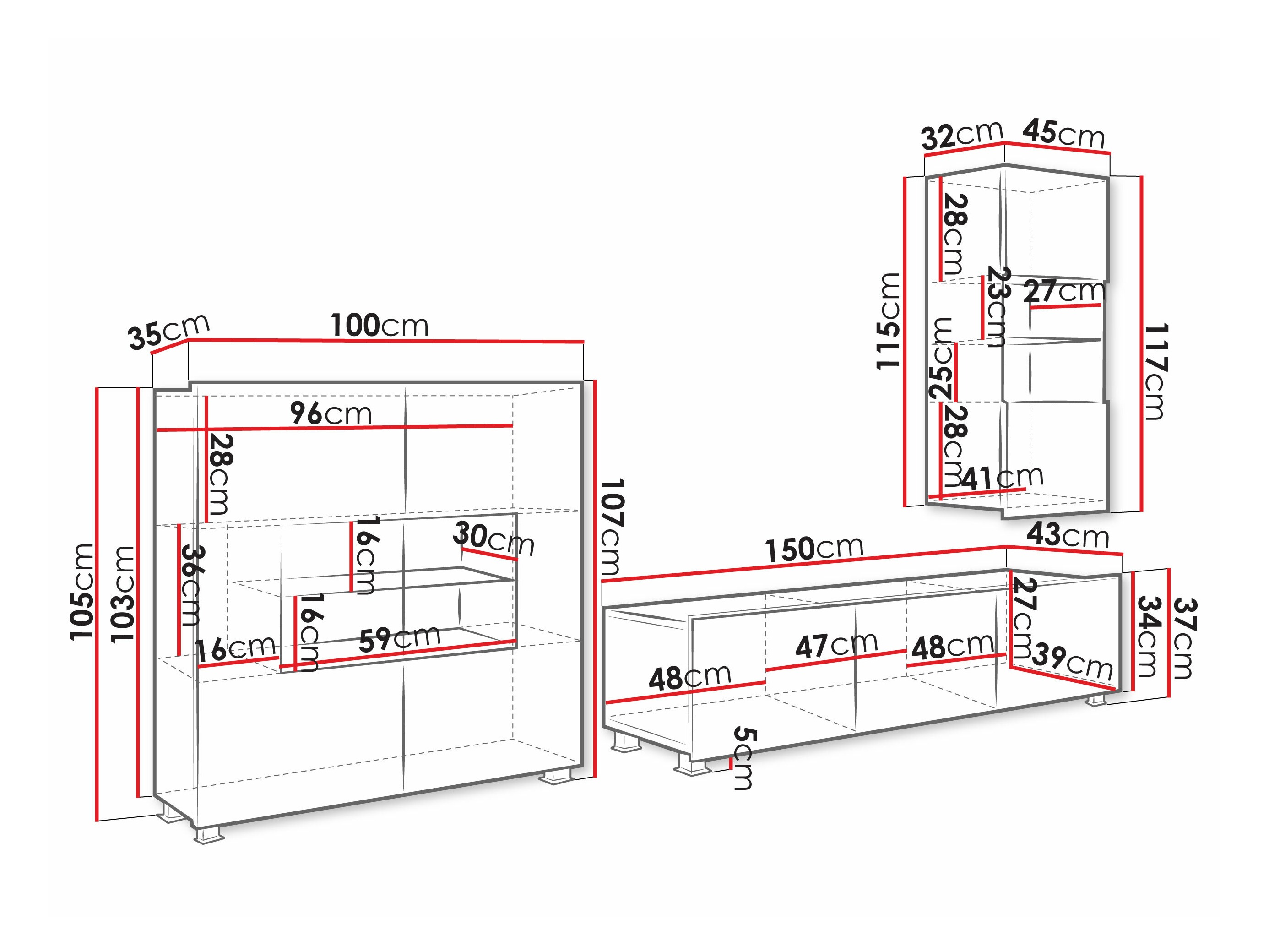 Living room set Remus VII (White + Glossy white)
