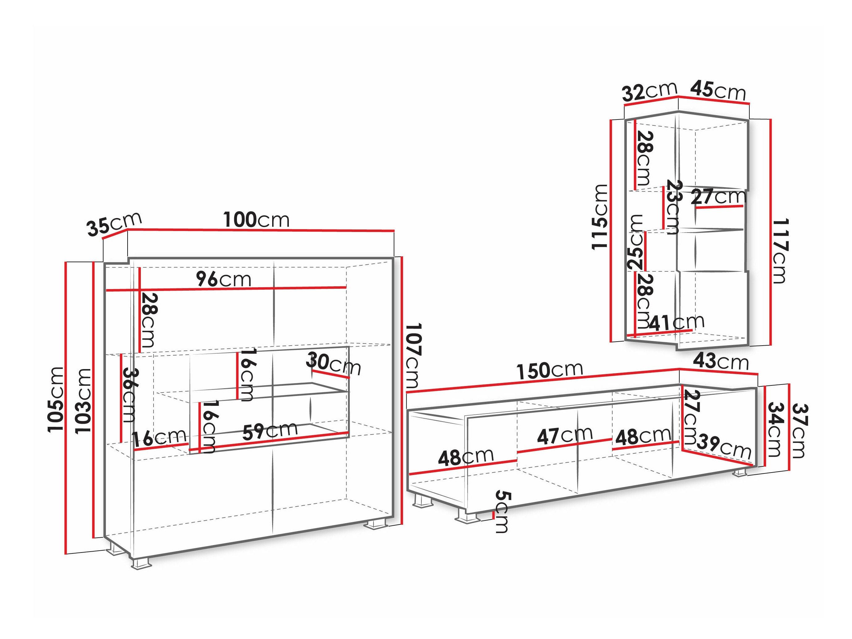 Living room set Remus VII (White + Glossy white)