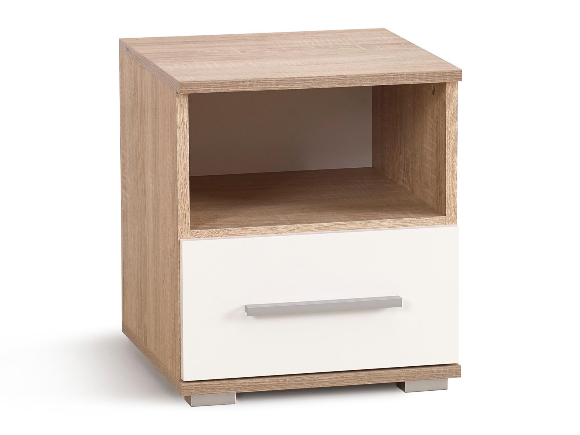 Bedside table Cirveso 111 (Sonoma oak + Glossy white)