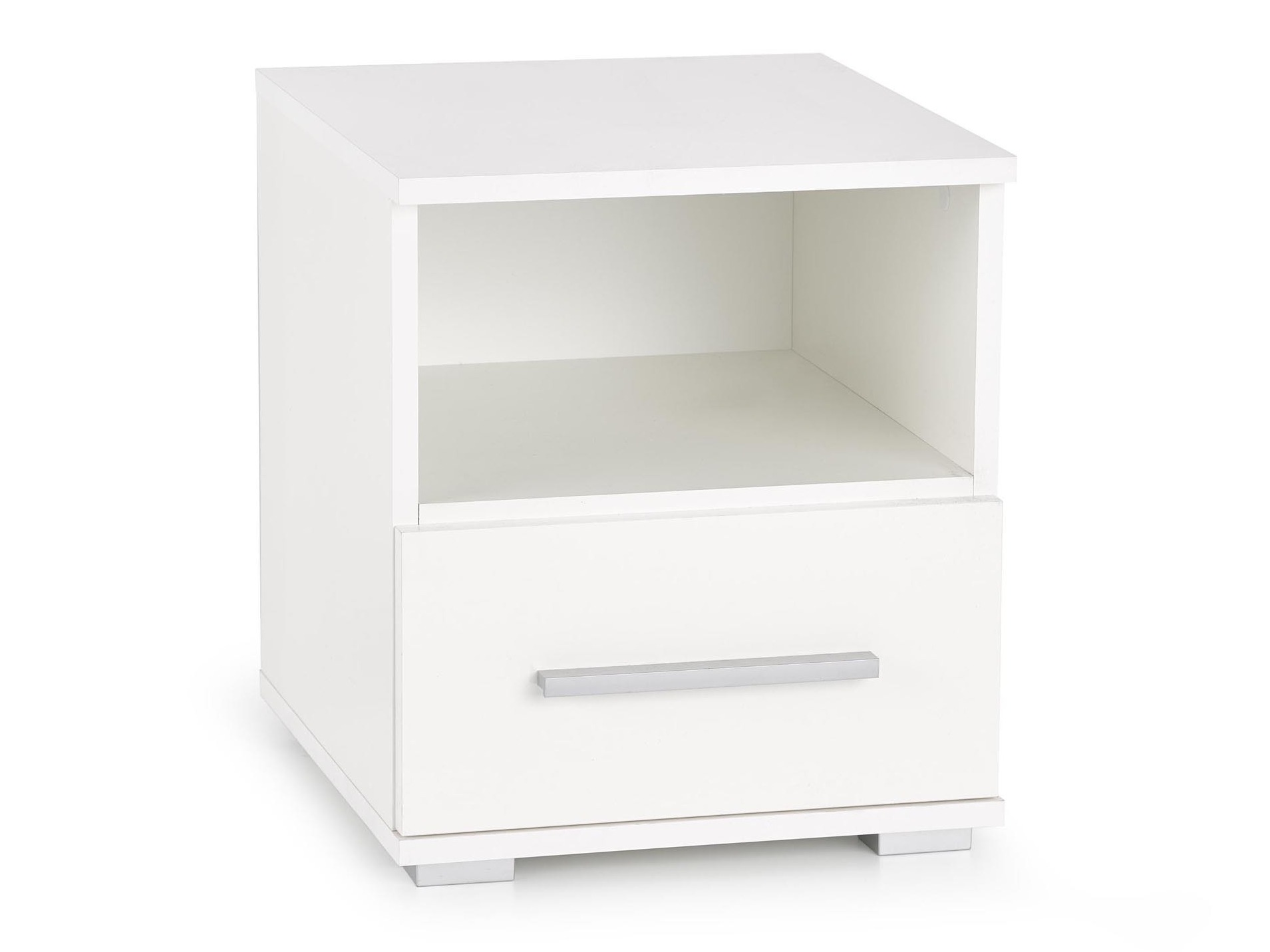 Bedside table Cirveso 111 (White + Glossy white)