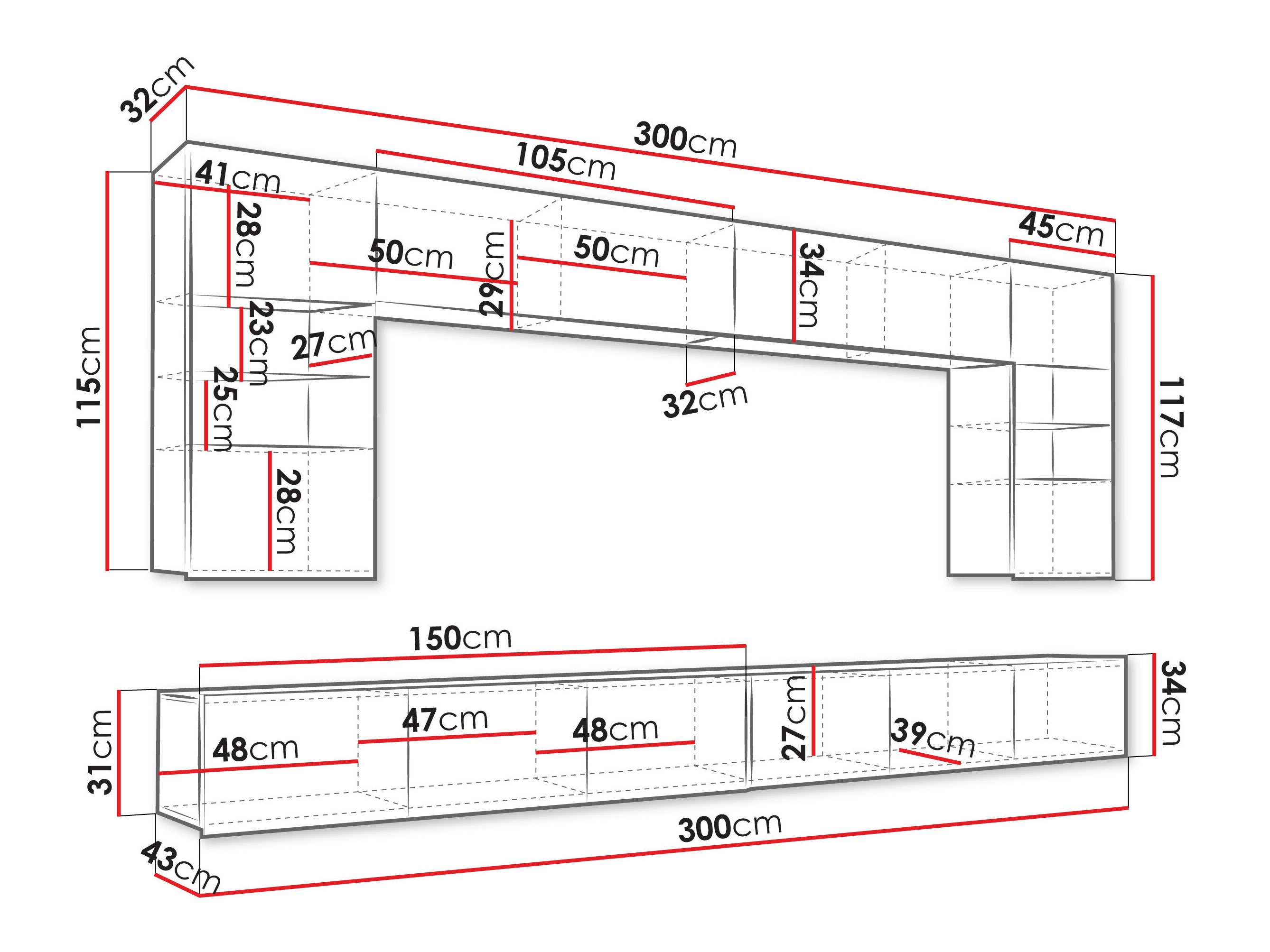 Living room set Remus I (White + Glossy white)