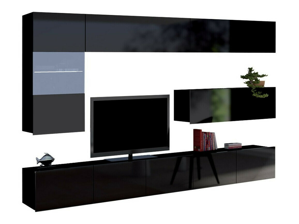 Living room set Remus IV (Black + Glossy black)
