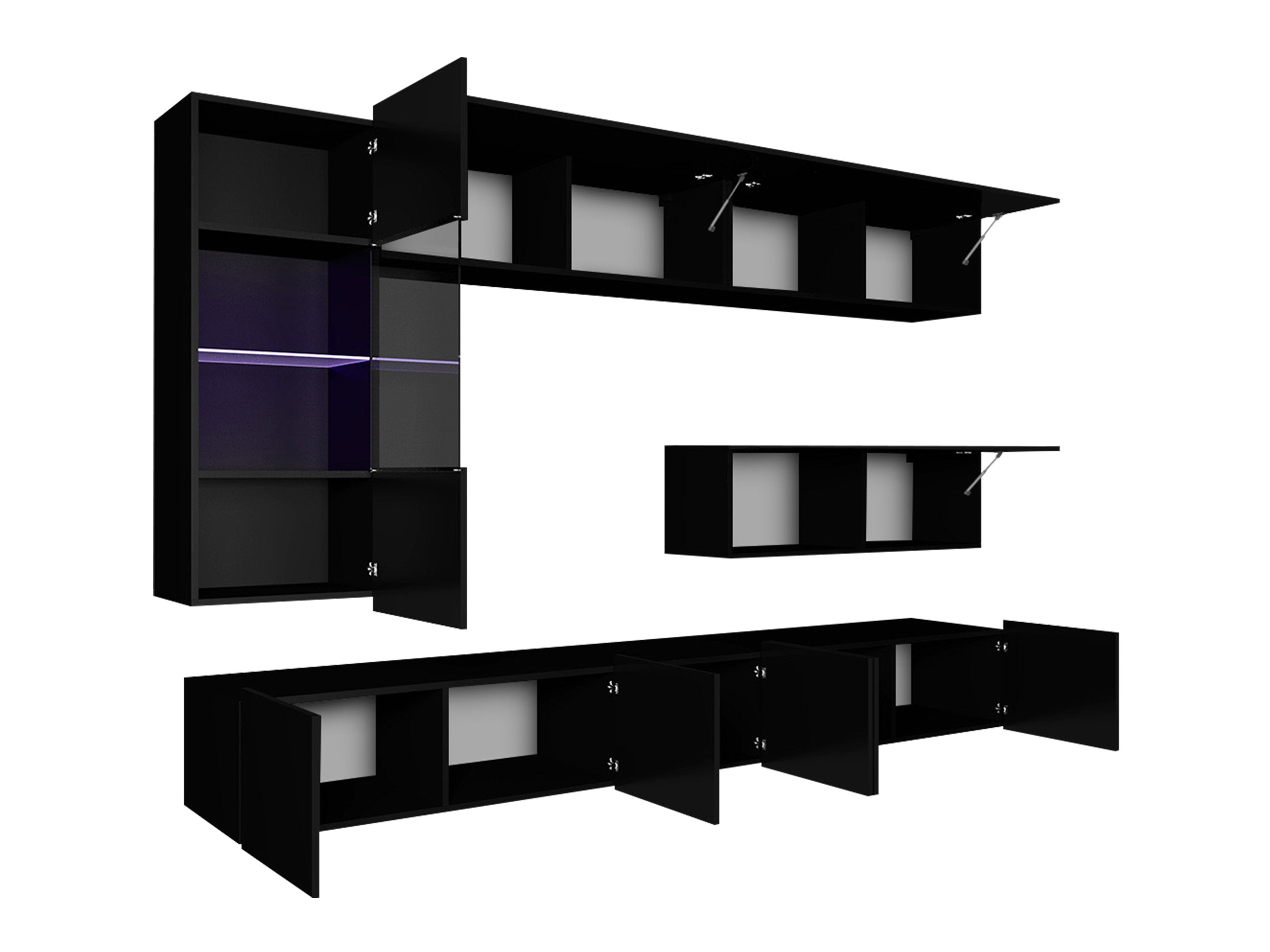 Living room set Remus IV (Black + Glossy black)