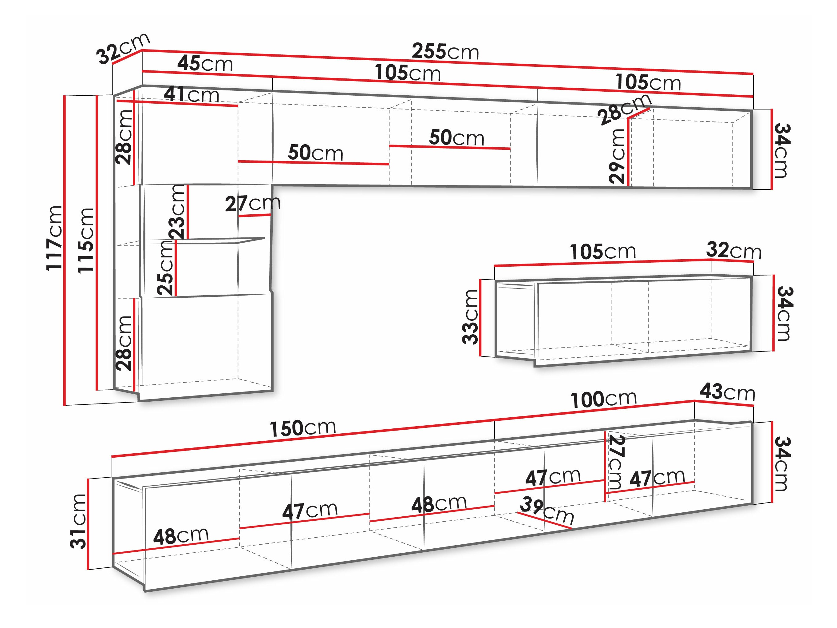 Living room set Remus IV (Black + Glossy black)