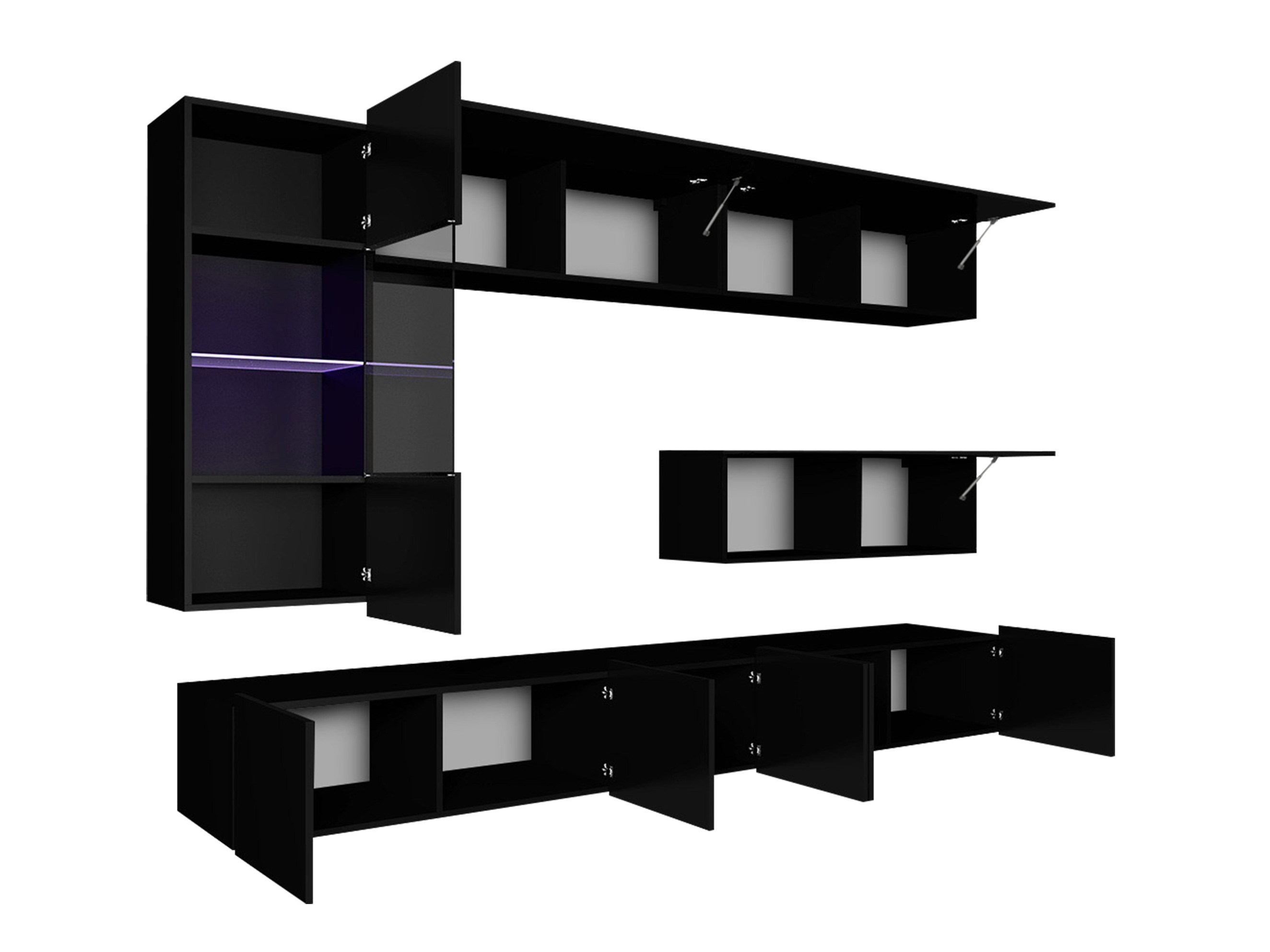 Living room set Remus IV (Black + Glossy black)