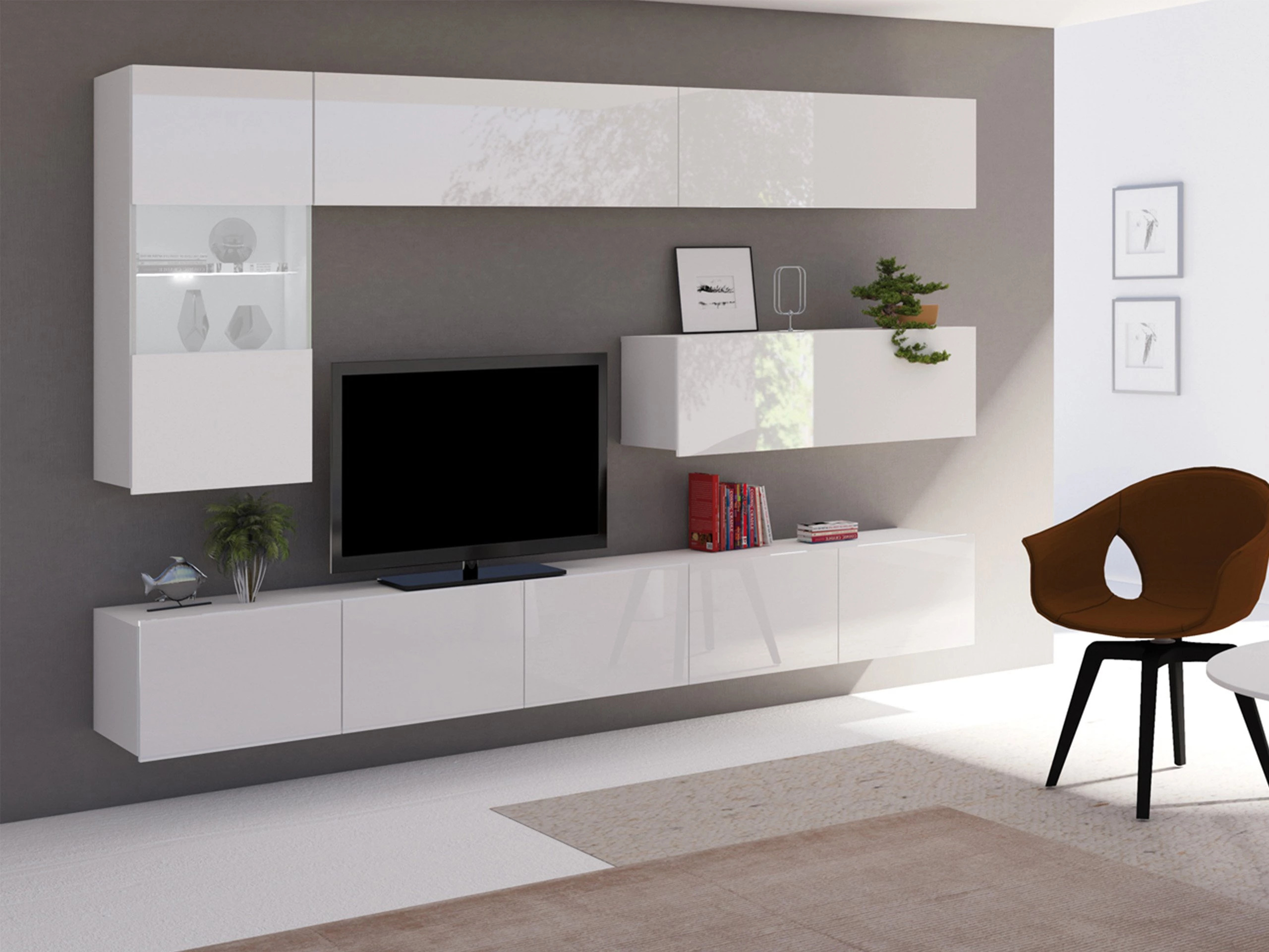 Living room set Remus IV (White + Glossy white)