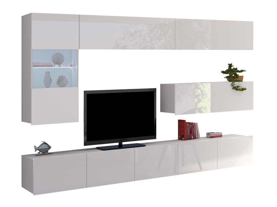Living room set Remus IV (White + Glossy white)
