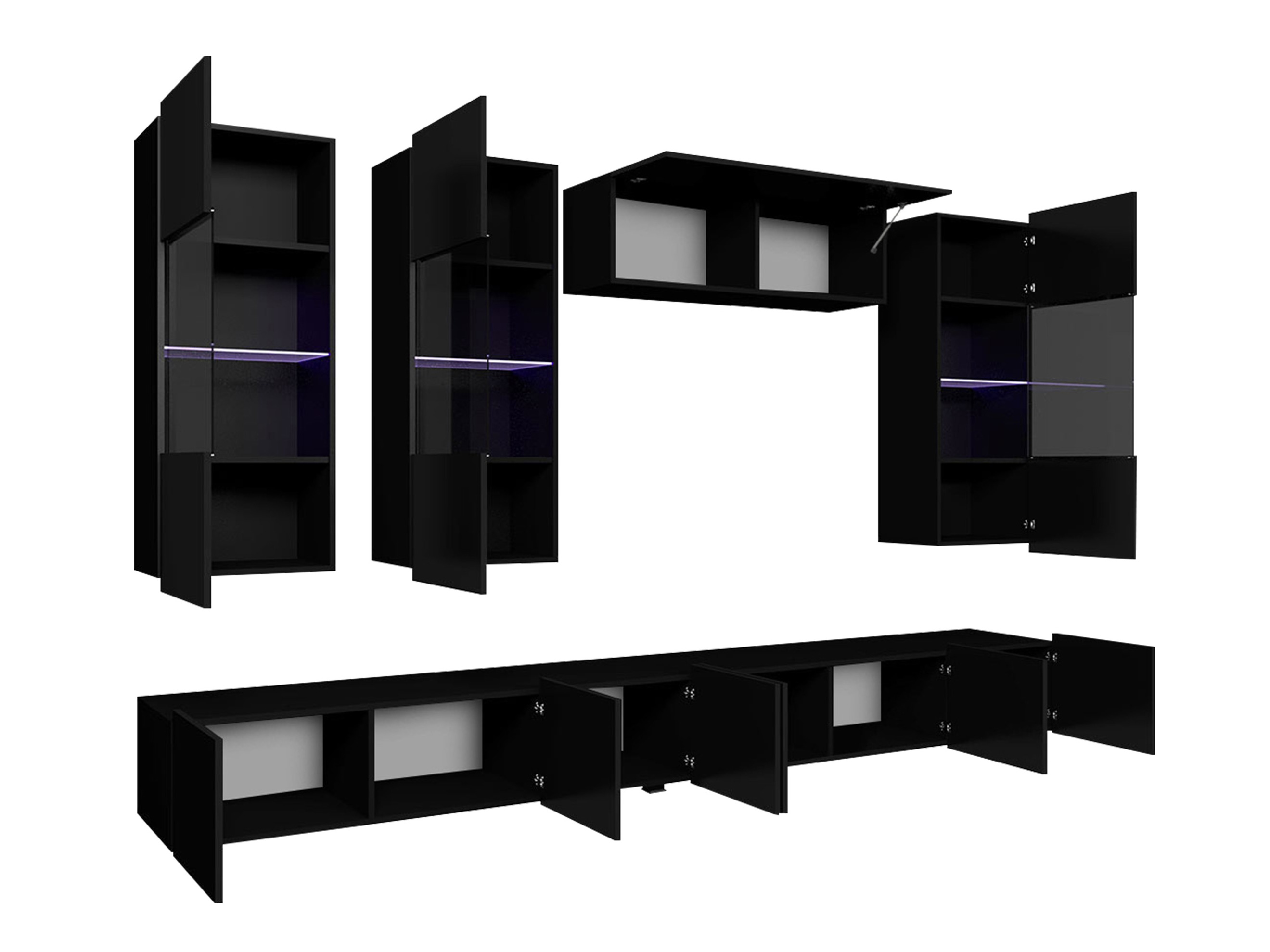 Living room set Remus V (Black + Glossy black)