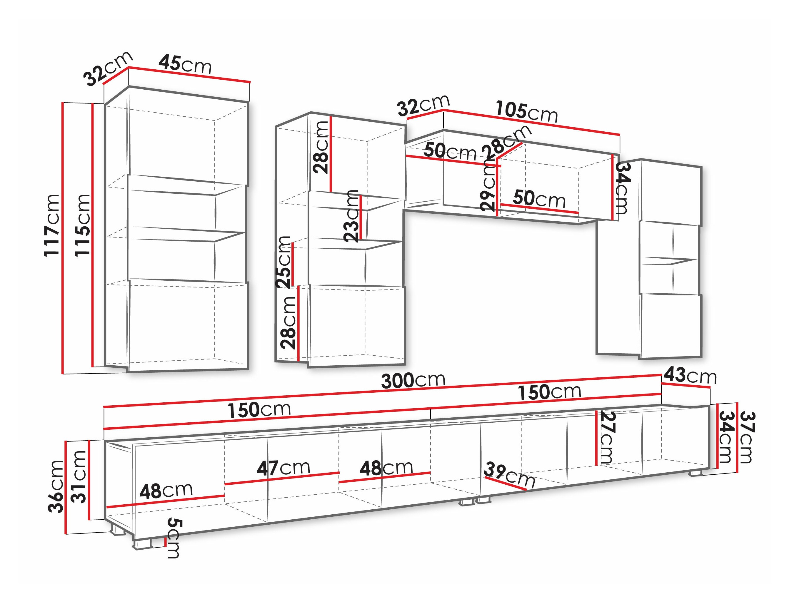 Living room set Remus V (Black + Glossy black)