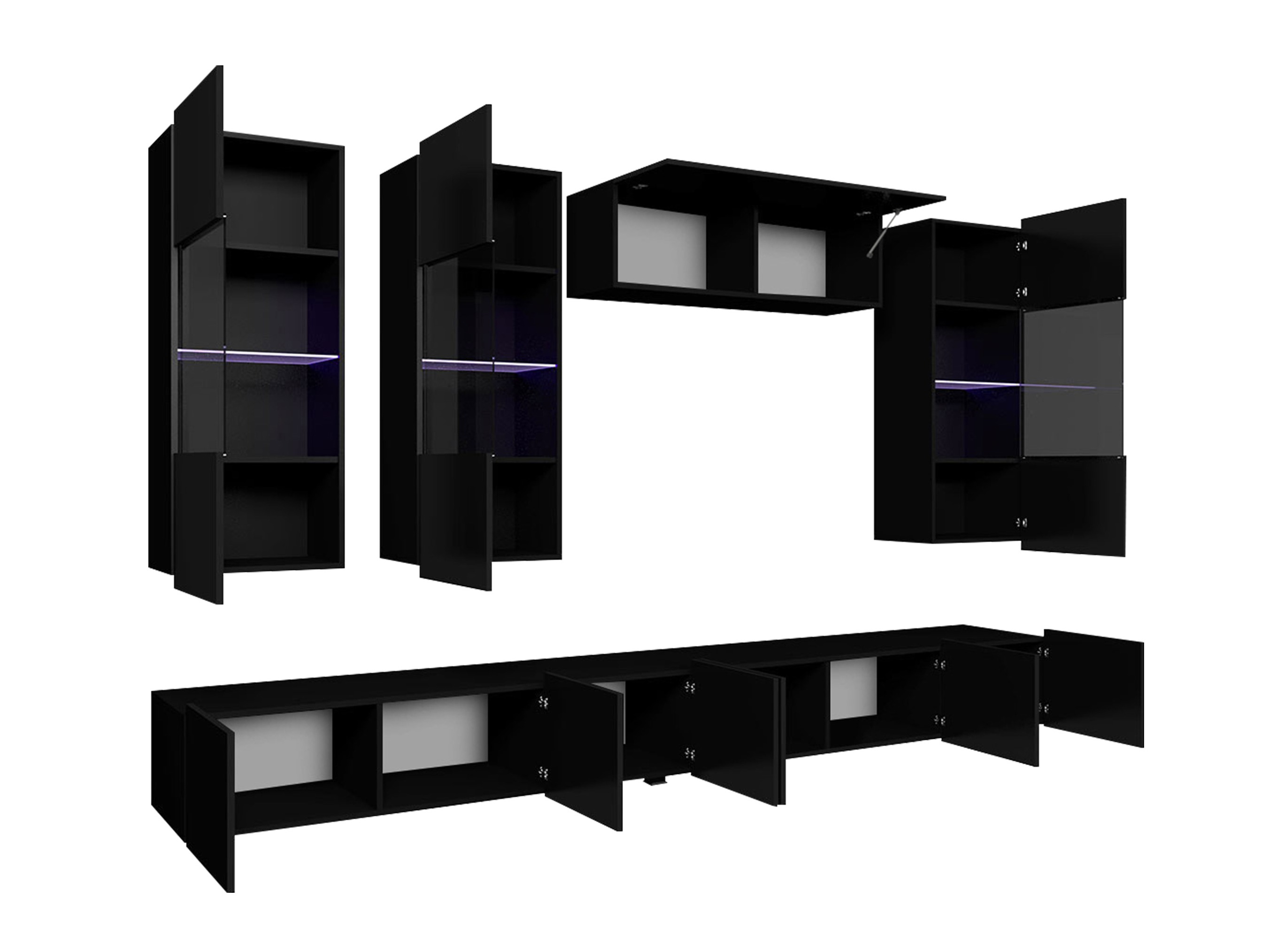 Living room set Remus V (Black + Glossy black)