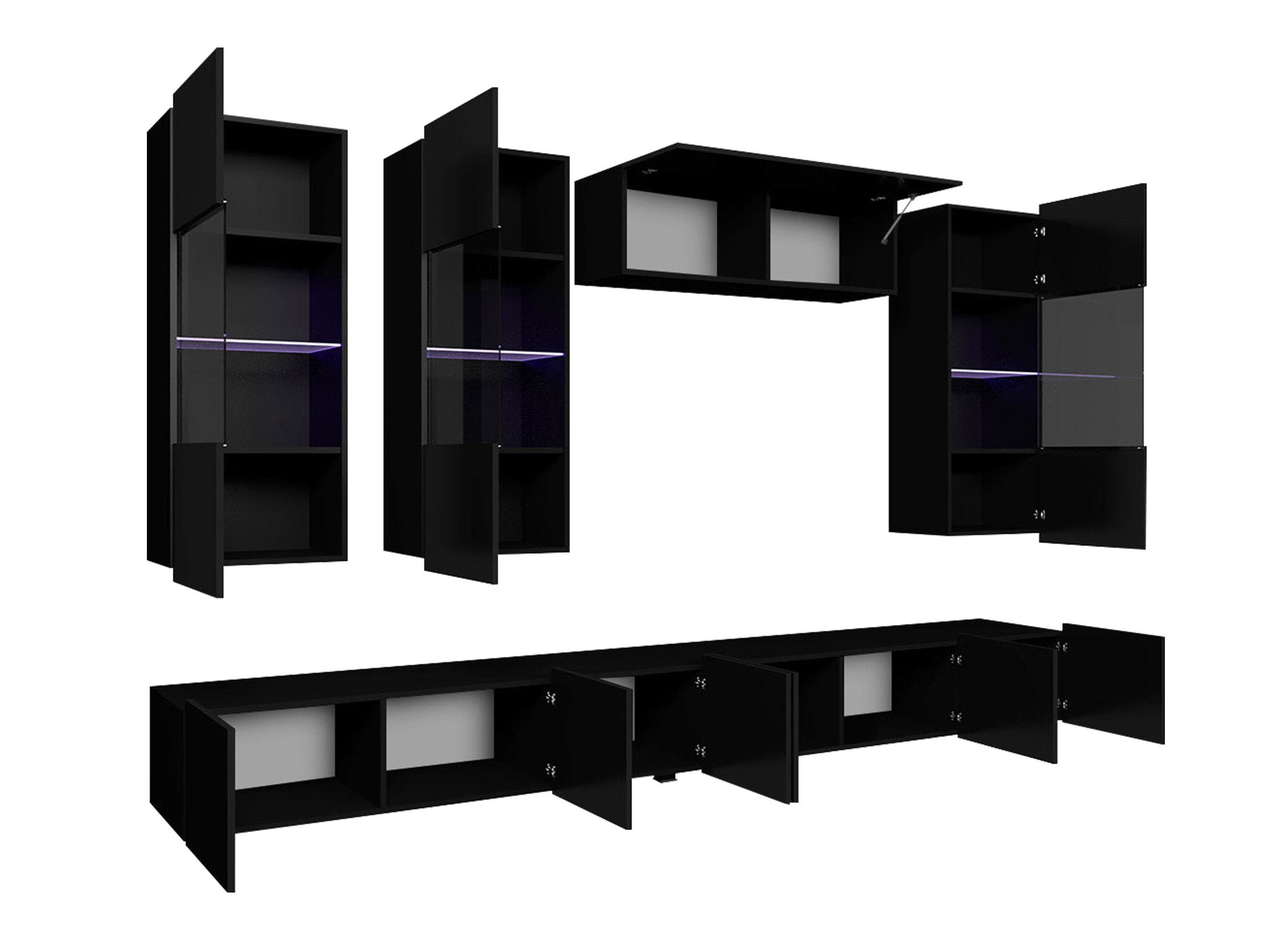 Living room set Remus V (White + Glossy white + Black + Glossy black)