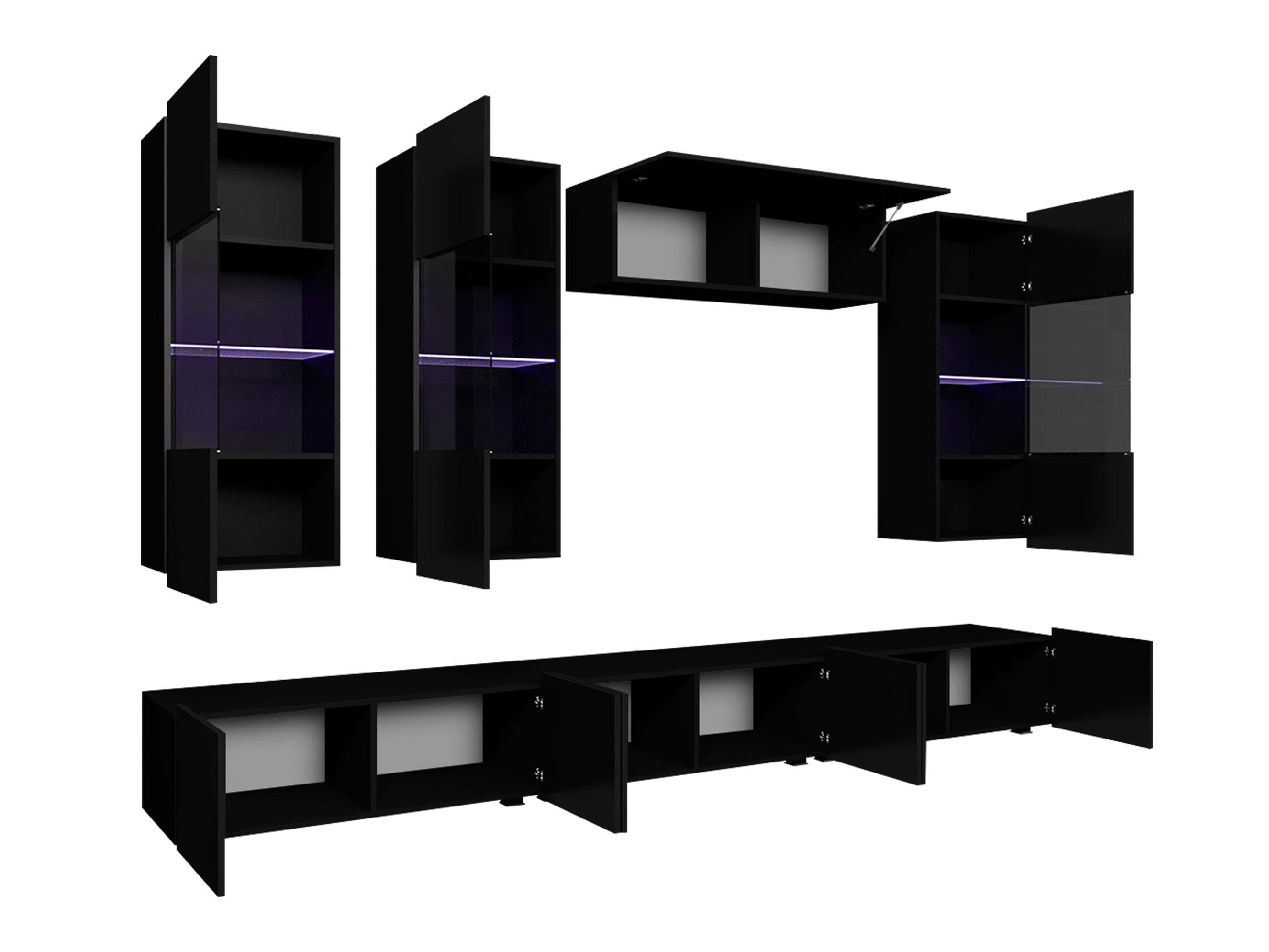 Living room set Remus XI (Black + Glossy black)
