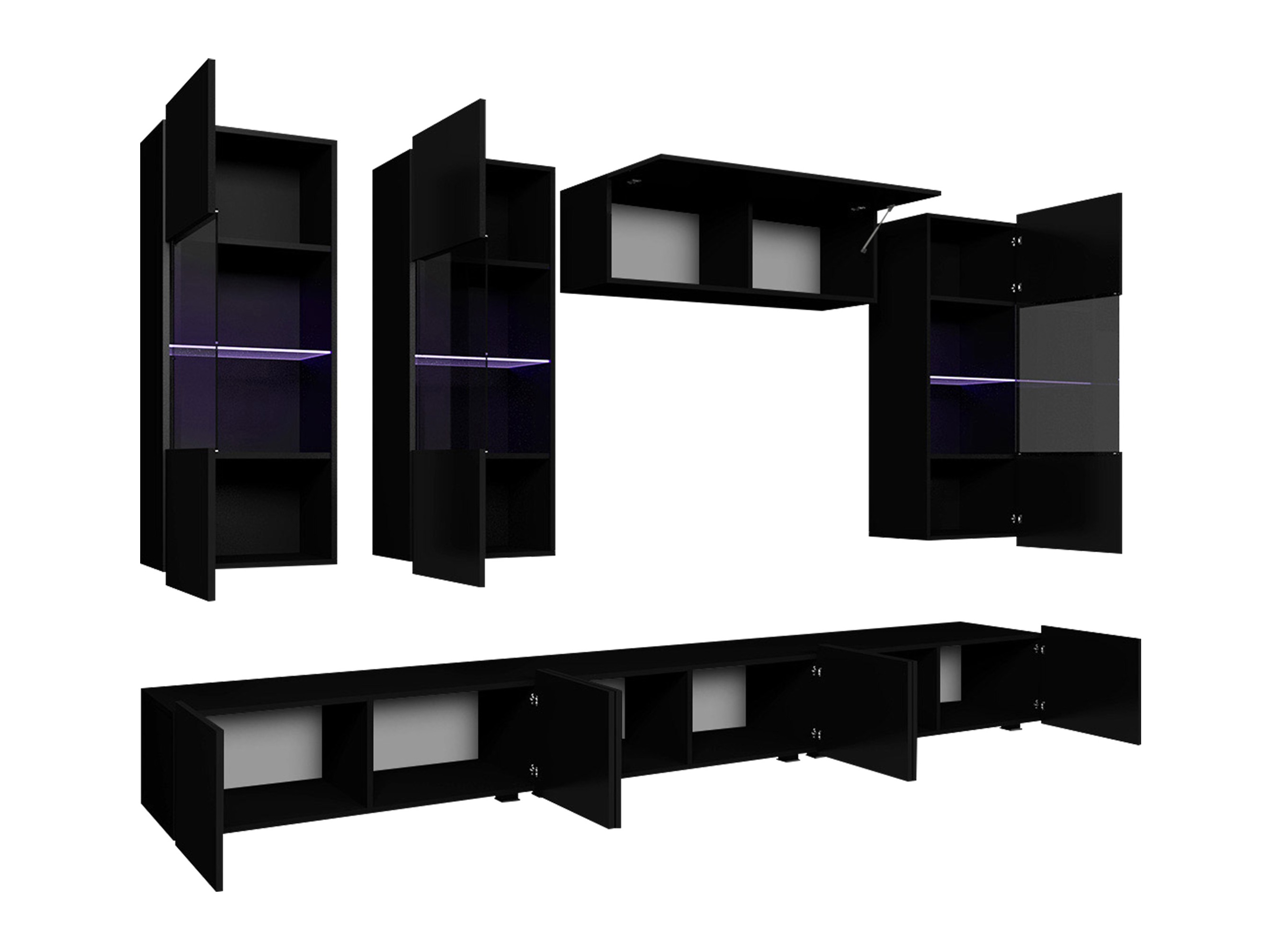 Living room set Remus XI (Black + Glossy black)