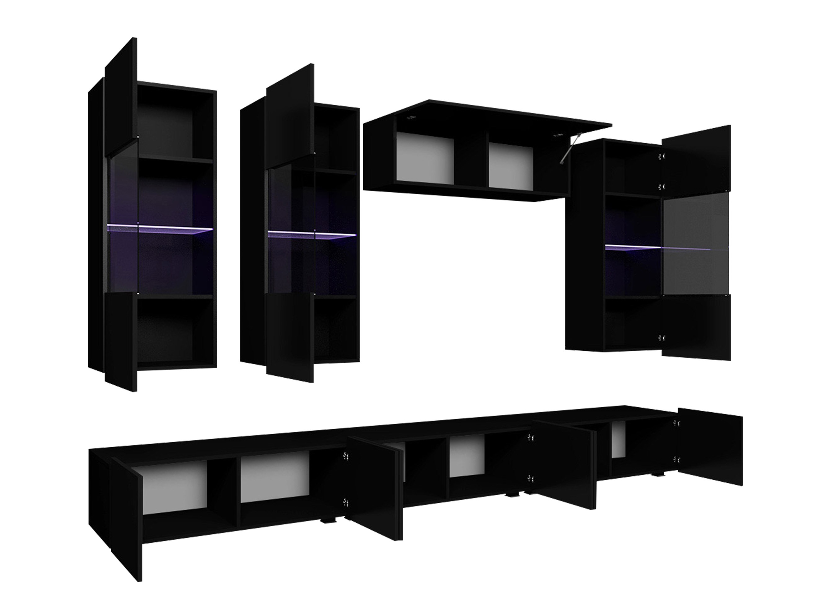 Living room set Remus XI (White + Glossy white + Black + Glossy black)