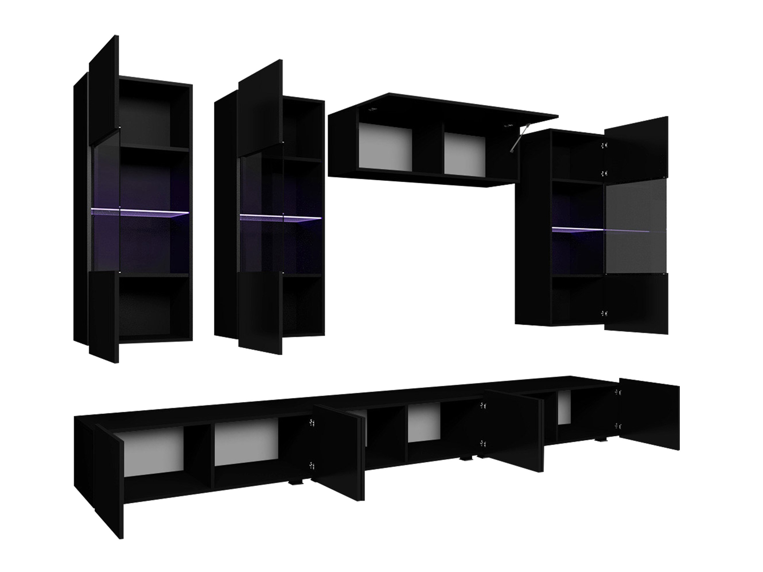 Living room set Remus XI (White + Glossy white + Black + Glossy black)