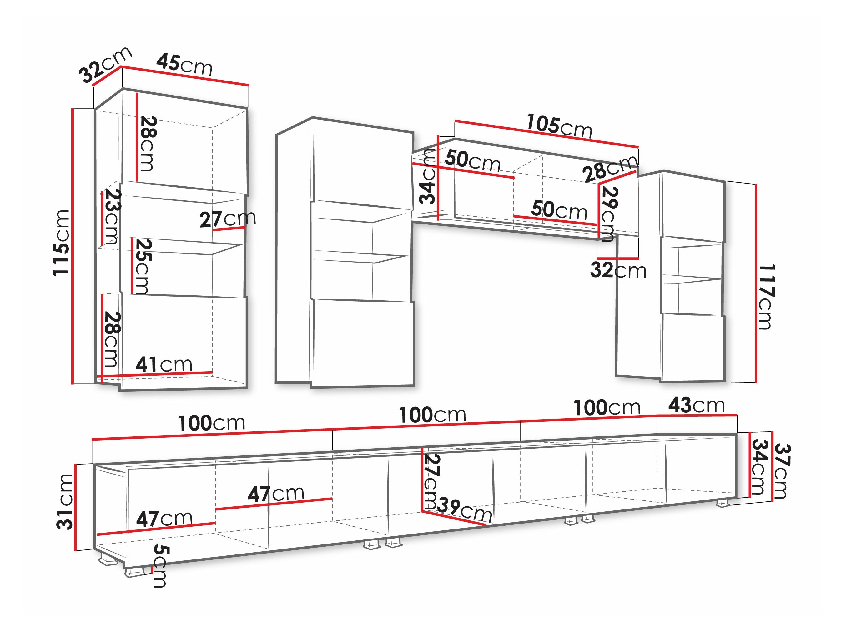 Living room set Remus XI (White + Glossy white)