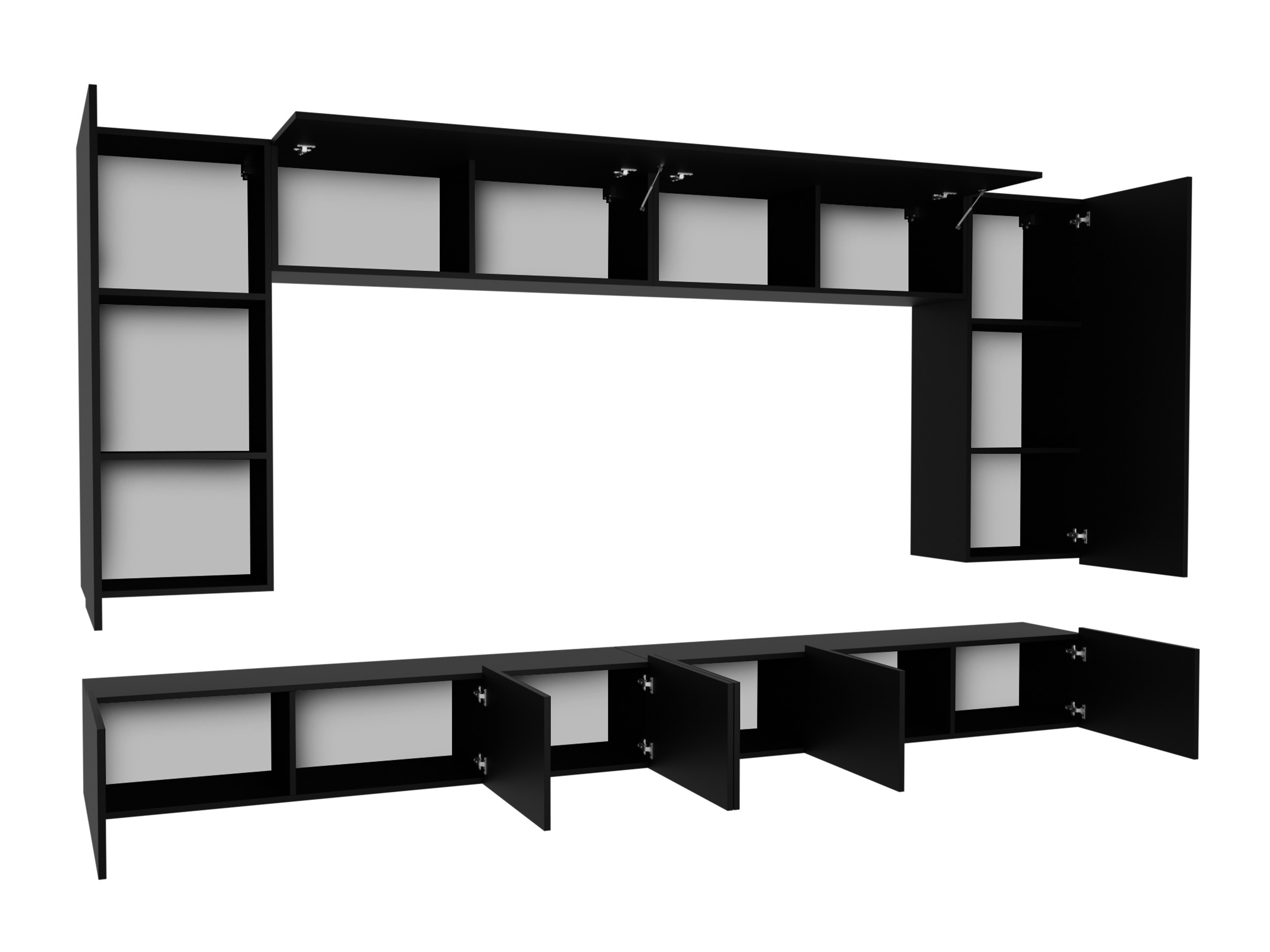 Living room set Remus XIII (Black + Glossy black + White + Glossy white)